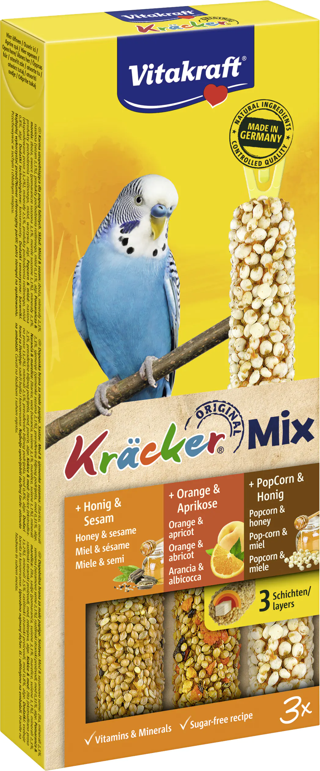 Vitakraft Kräcker®Trio Honig Orange PopCorn 3 Stück / 80 g