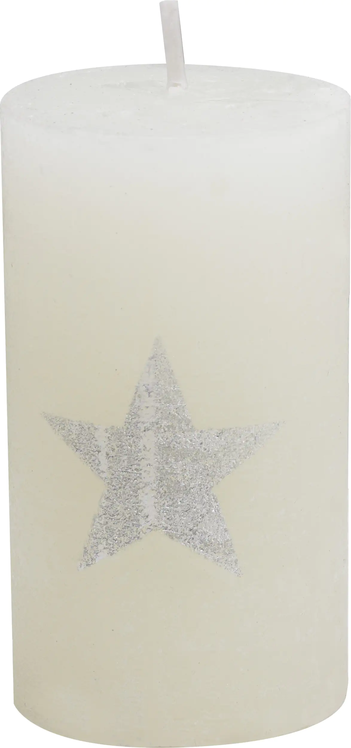 House of Rustic Kerze champagner mit silber Stern Ø 6,8 x 12 cm