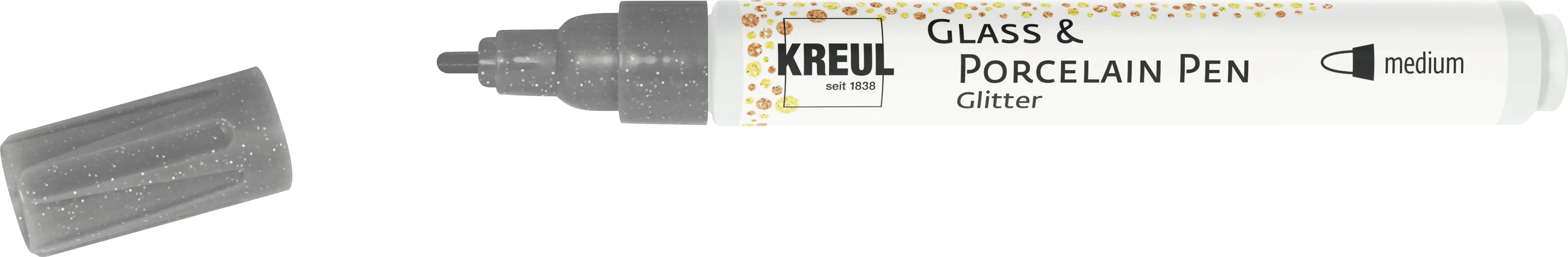 Kreul Glass & Porcelain Pen Glitter anthrazit 1 - 3 mm