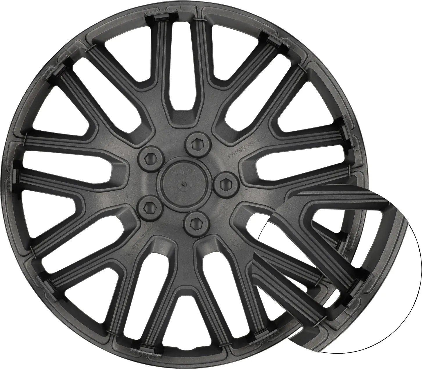 Cartrend Radzierblende Branch 40 cm (16 Zoll) silber schwarz 4 Stück