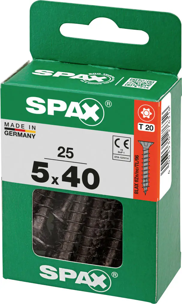 Spax Universalschrauben 5 x 40 mm T20 Vollgewinde - 25 Stk.  Spax Universalschrauben 5 x 40 mm T20 Vollgewinde - 25 Stk.