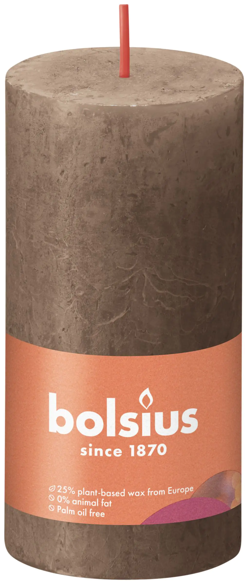 Bolsius Rustik Stumpenkerze wildleder braun, Höhe: 10 cm, Ø 5 cm