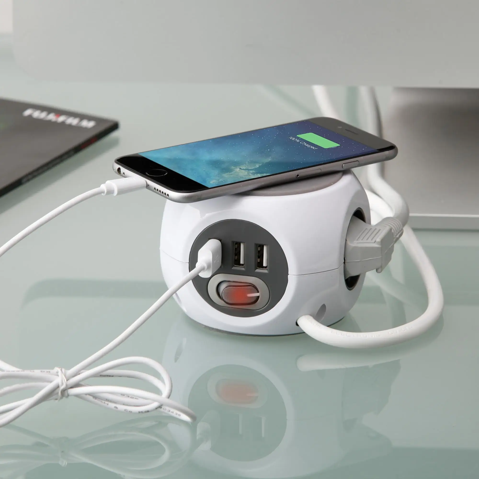 Unitec Steckdosenwürfel 3-fach 1,4m inklusive 3x USB Anschlüssen weiß