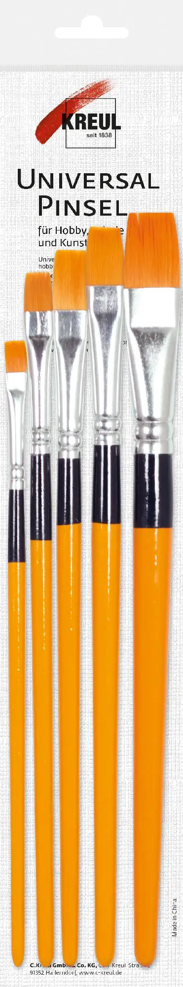 Kreul Hobby Line Universalpinsel Synthetics flach, 5er Set