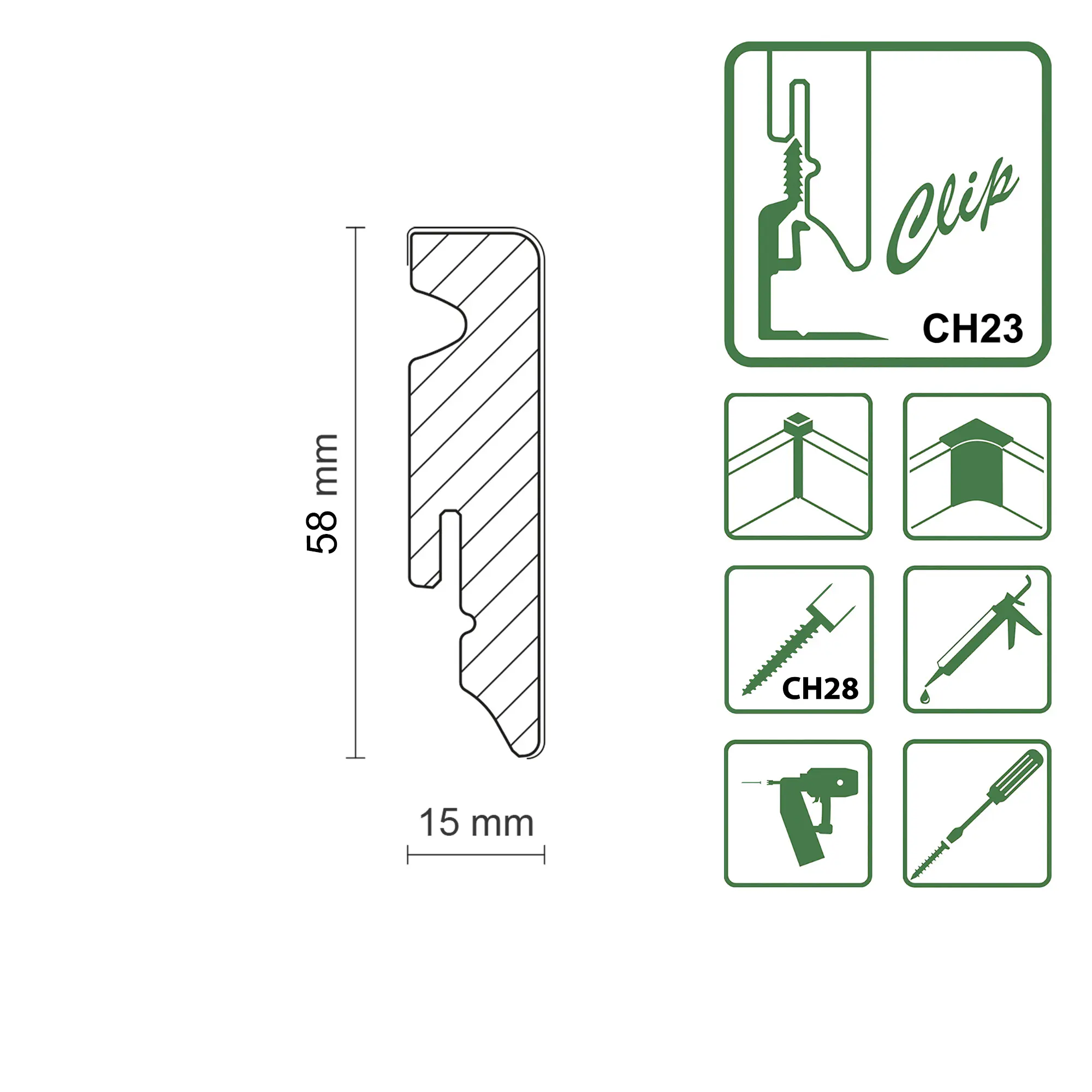 Neuhofer Fußleiste 240 cm x 58 x 19 mm weiß