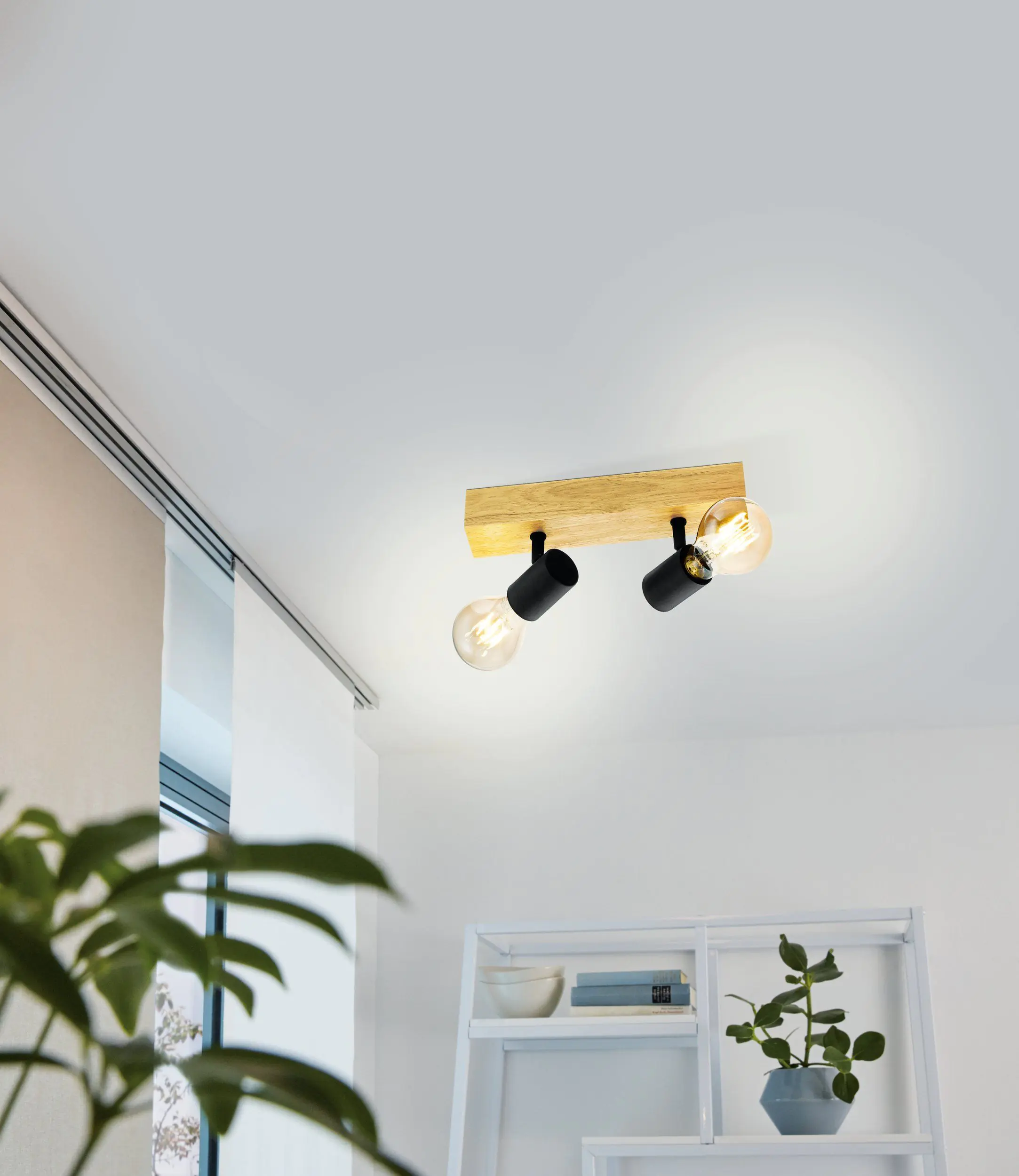 Eglo 2er Spot Townshend 3 schwarz natur 30 x 5 cm E27