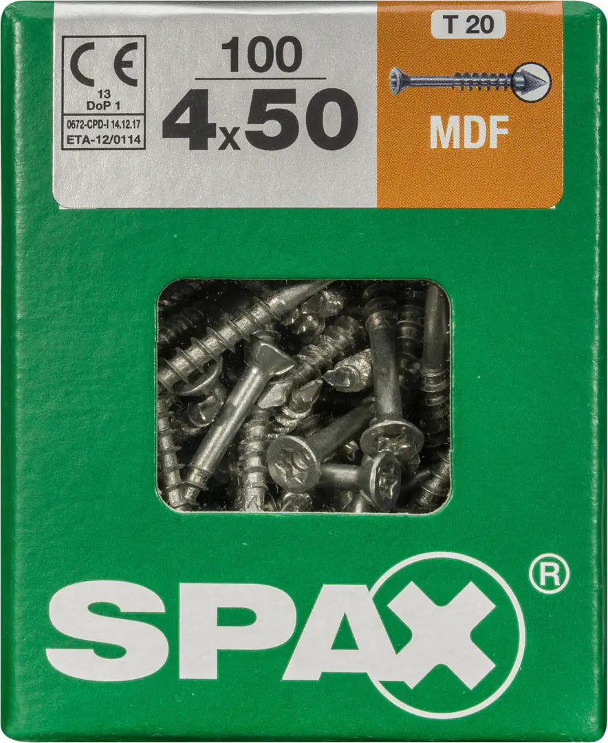 Spax Faserplattenschrauben 4.0 x 50 mm TX 15 - 100 Stk. Spax Faserplattenschrauben 4.0 x 50 mm TX 15 - 100 Stk.