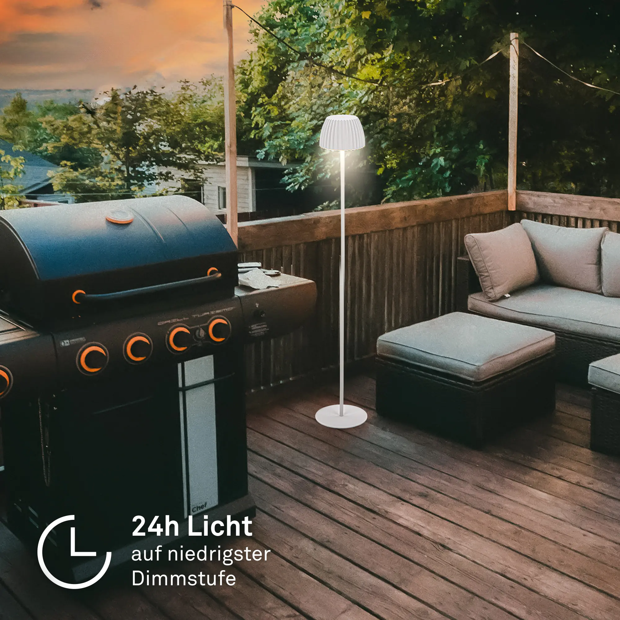 Briloner LED-Stehleuchte Riffle mit Akku weiß dimmbar