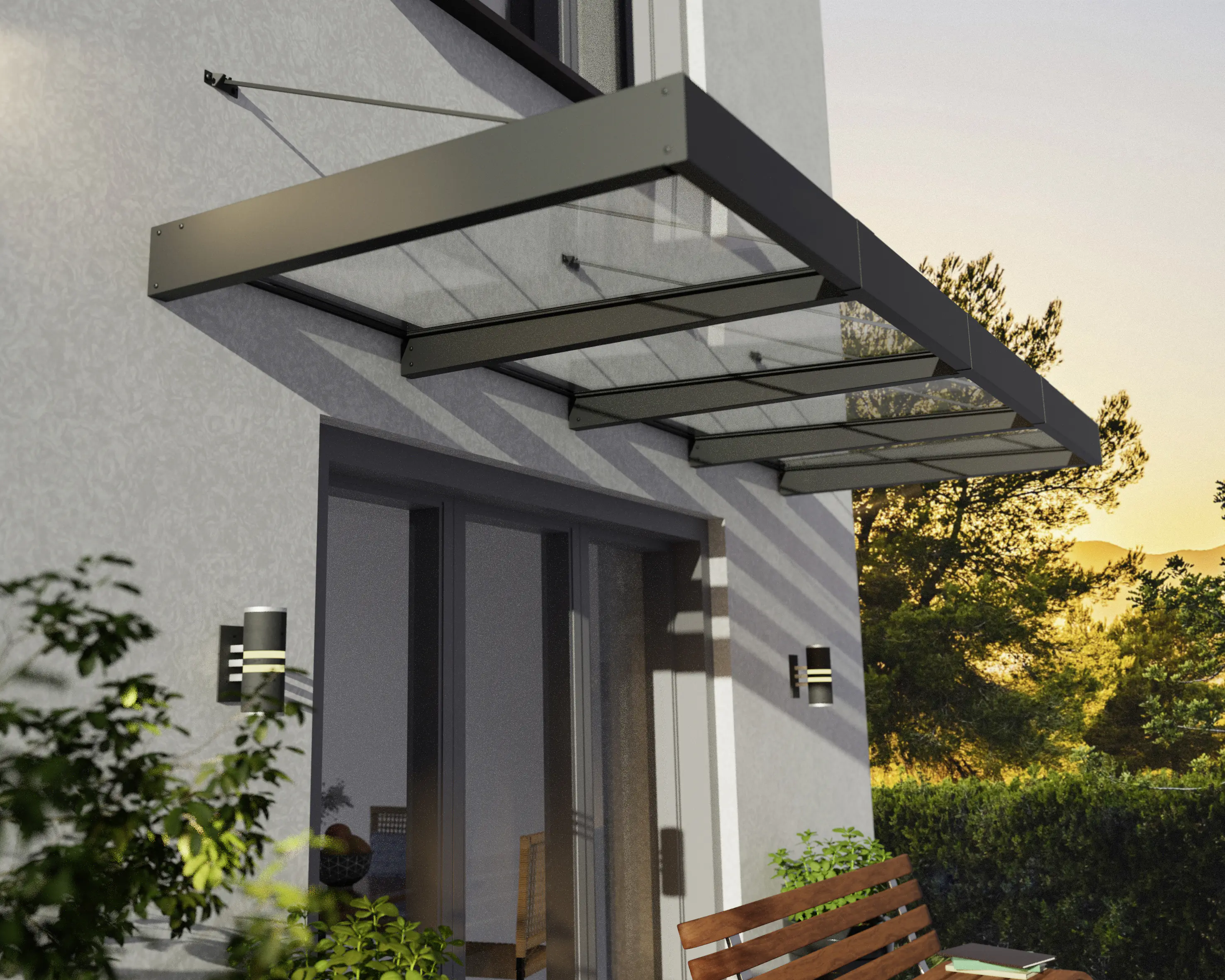 Canopia Vordach Sophia XL 4000 Grau Alu 379 x 140 cm