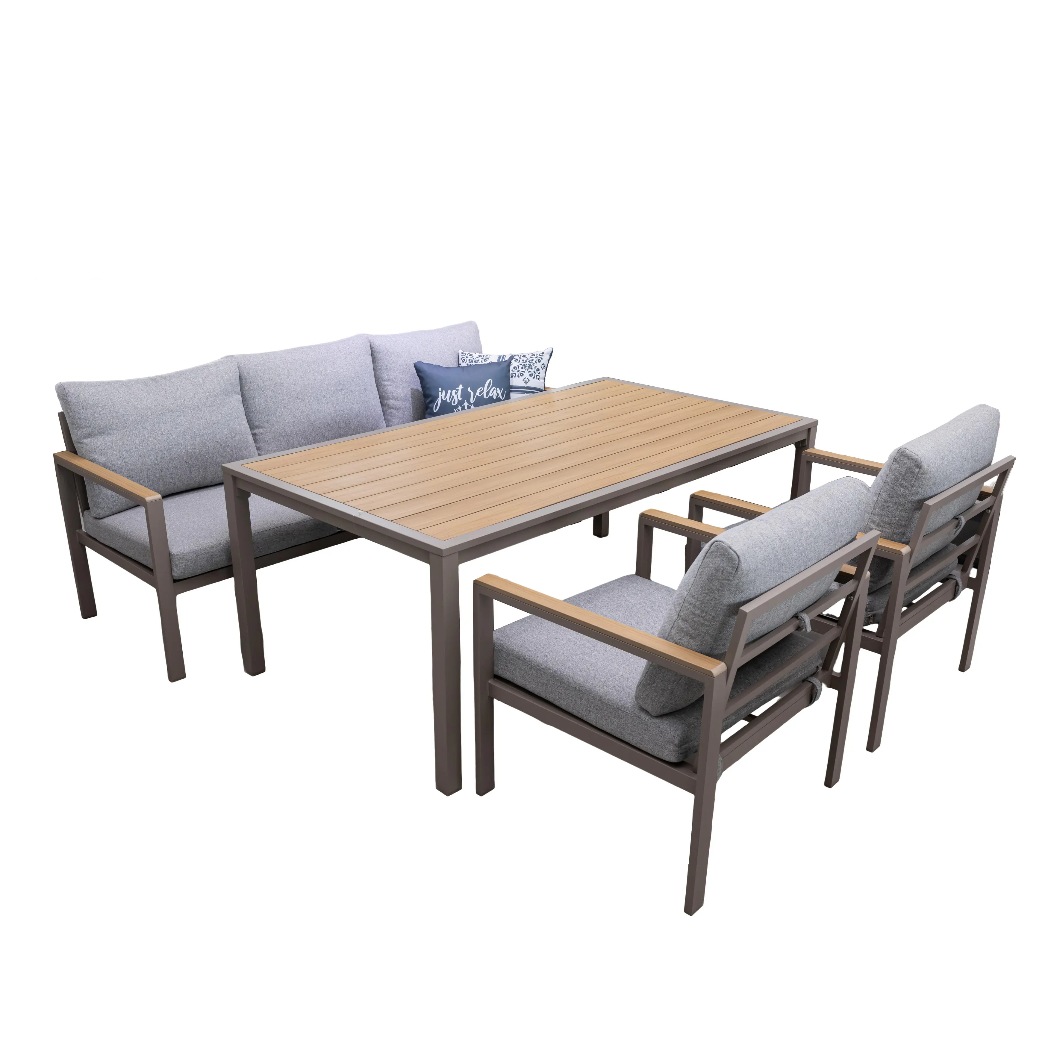 Primaster Gartenmöbel-Set Porto Aluminium in Holzoptik