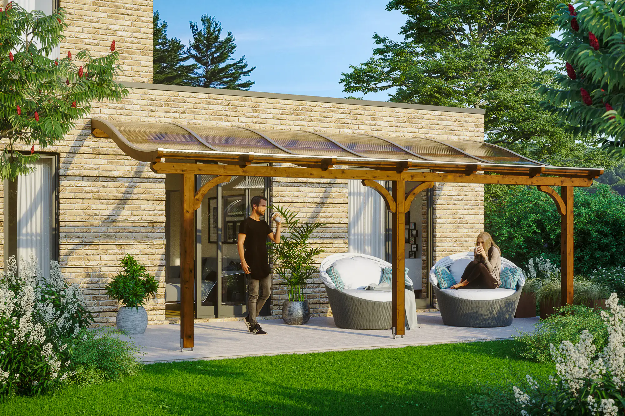 SKAN HOLZ Terrassenüberdachung Venezia 648 x 389 cm Leimholz