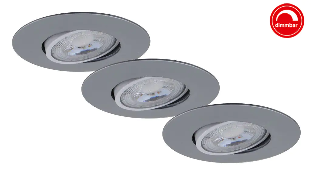 Briloner 3er Set LED Einbauleuchte Nava chrom-matt Ø 9 cm warmweiß dimmbar
