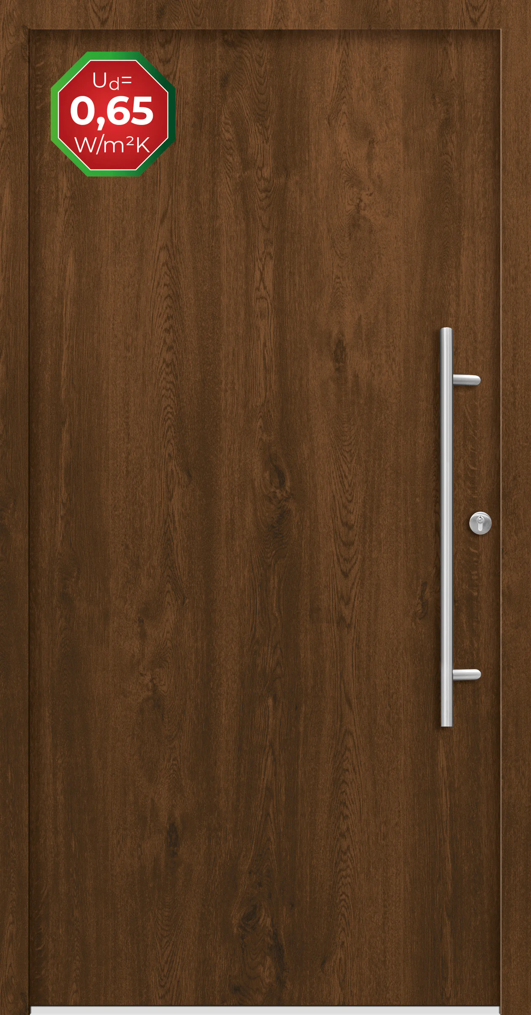 Splendoor Haustür Passivedoor Premium B05 Nussbaum DIN Rechts 100 x 210 cm