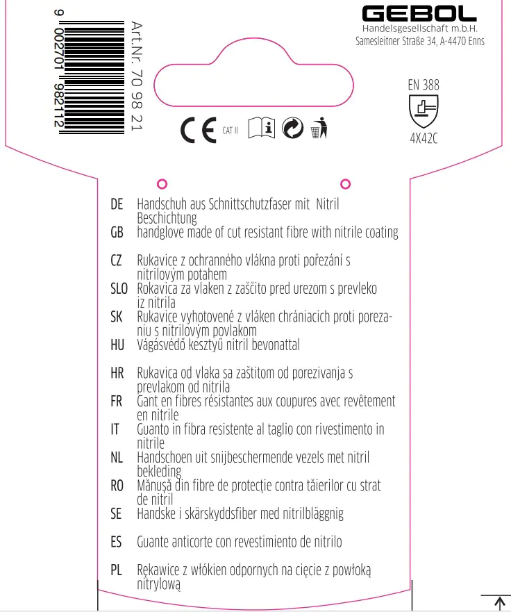 Gebol Handschuh Master Cut C Plus  