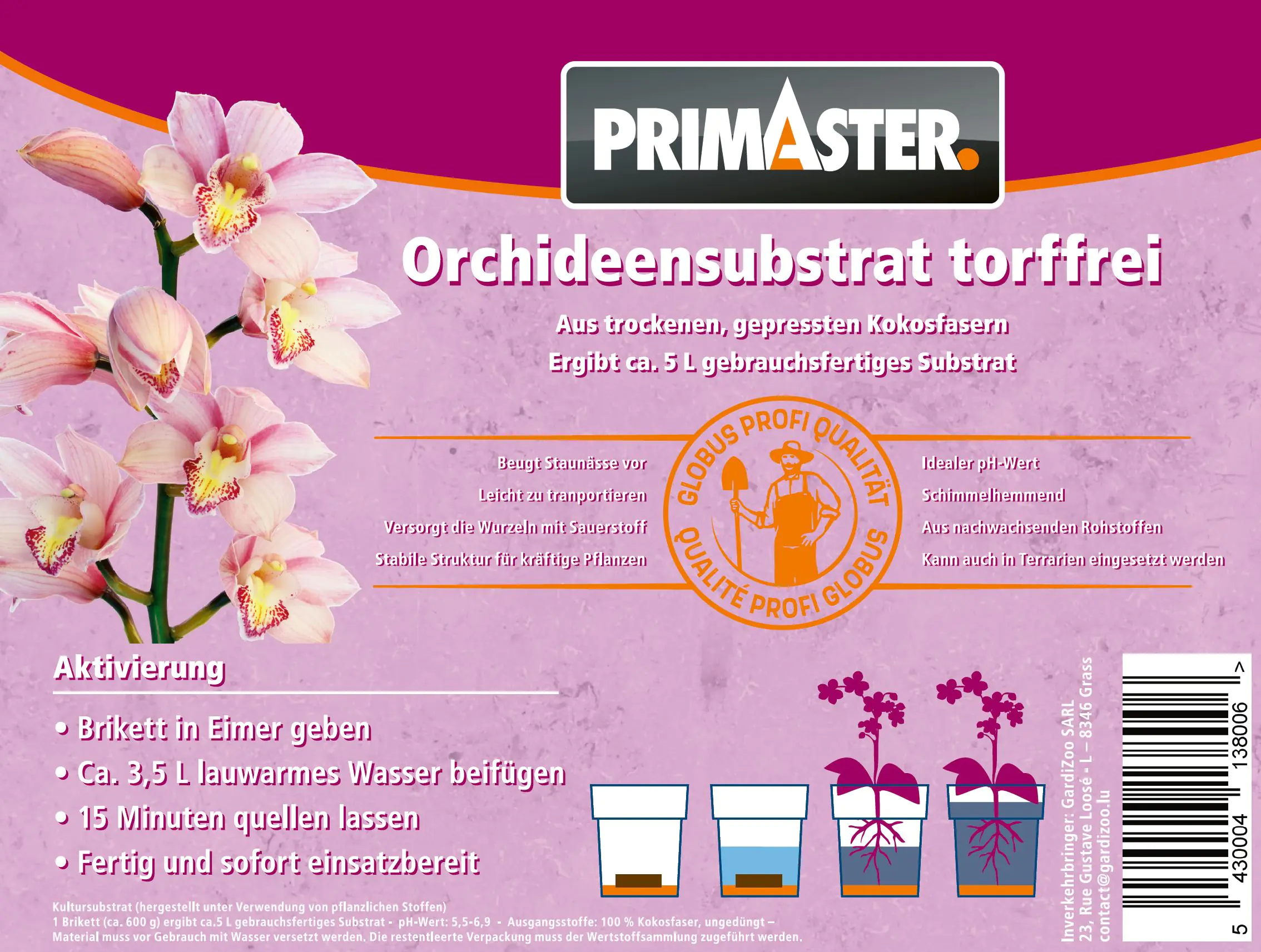 Primaster Orchideensubstrat torffrei Brikett für 5 Liter Primaster Orchideensubstrat torffrei Brikett für 5 Liter