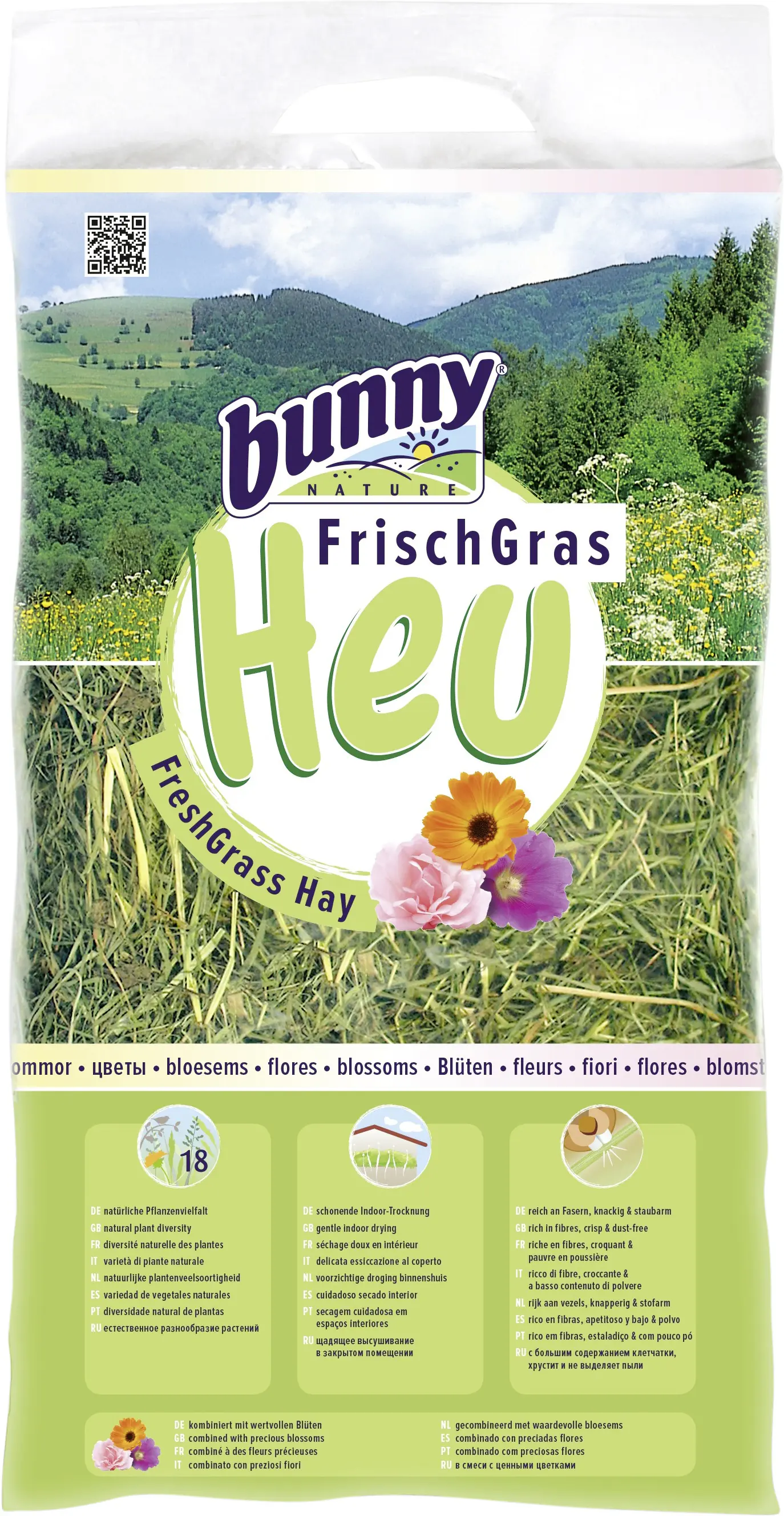 Bunny Nature FrischGras Heu Blüten Nagerheu 500 g