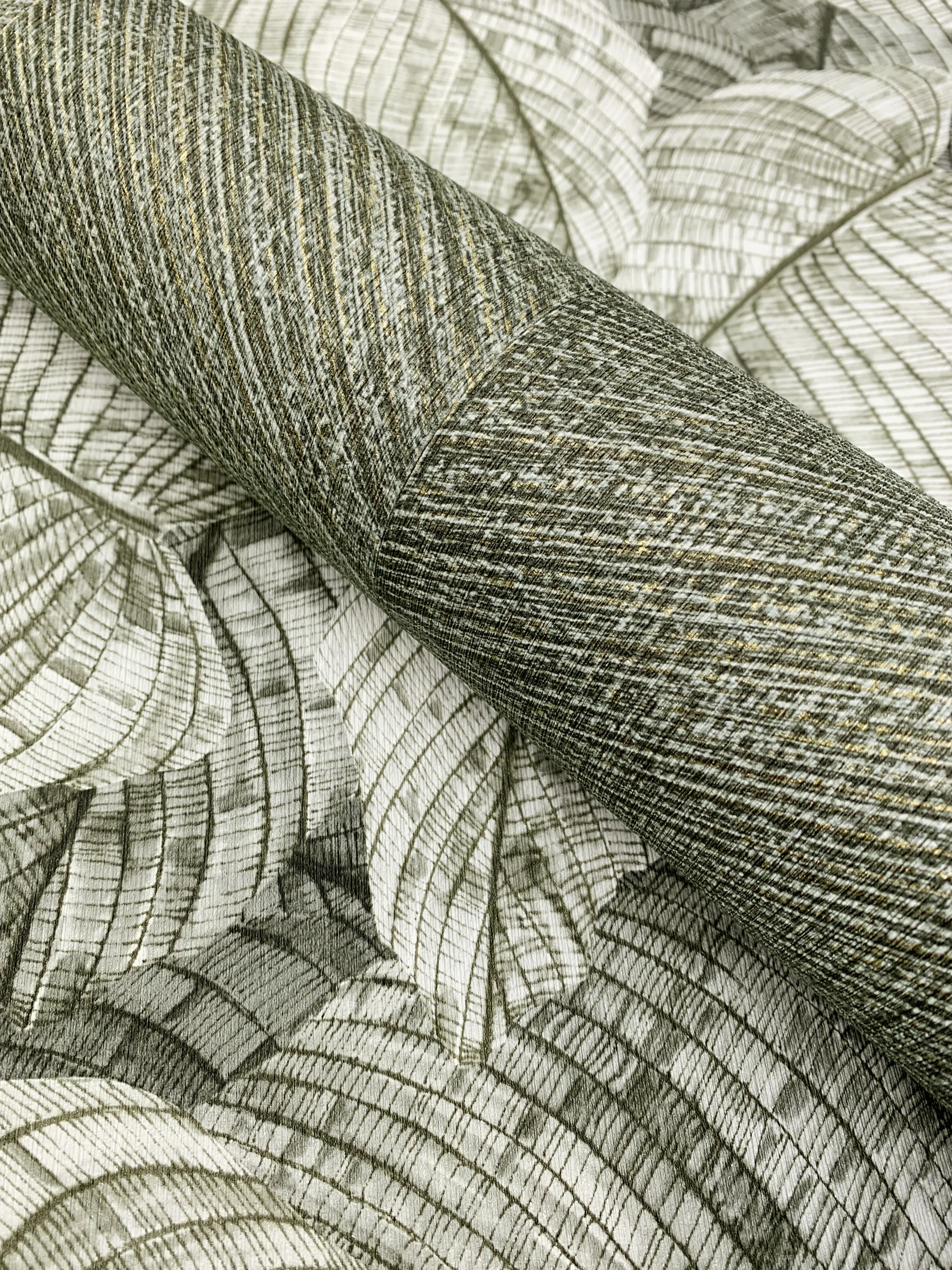 Rasch Vliestapete Muster Blätter grün grau 10,05 x 0,53 m