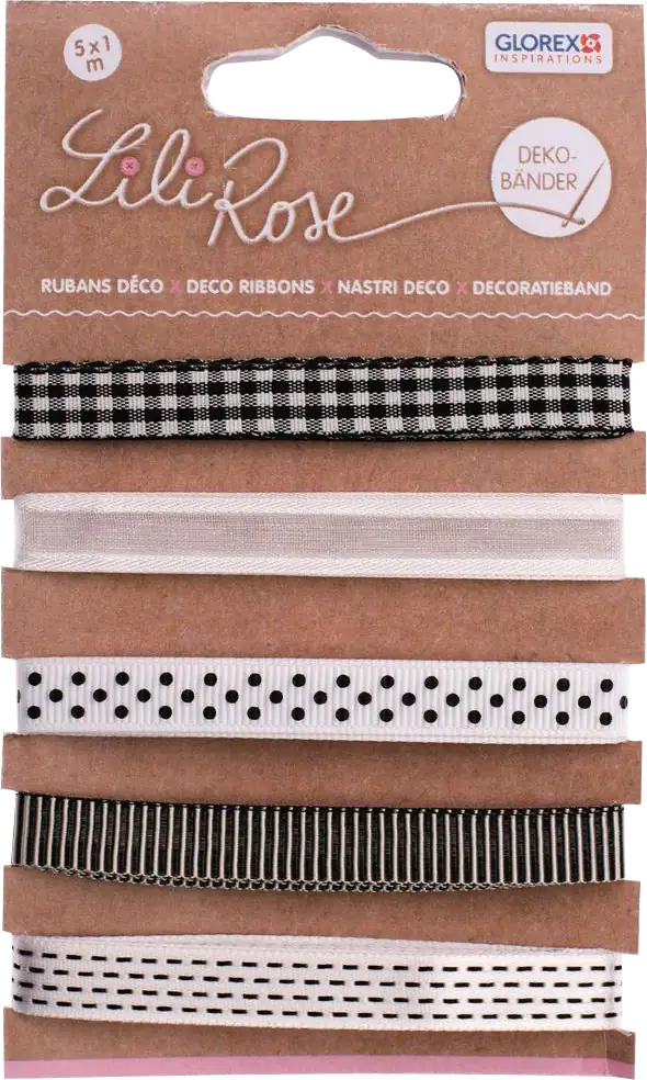 7610877528717 Glorex Deko Bänder schwarz/weiß