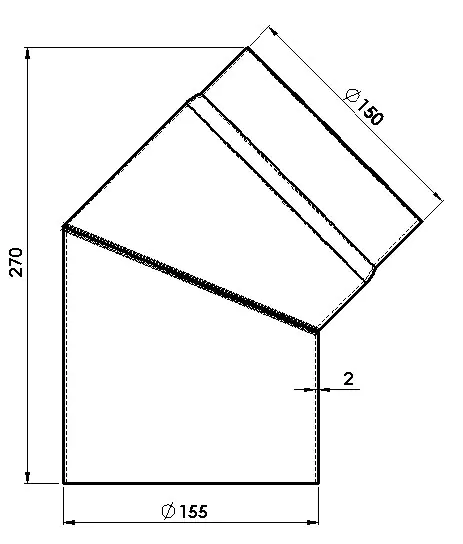 FireFix Ofenrohrbogen 45°, Ø 150 mm, schwarz