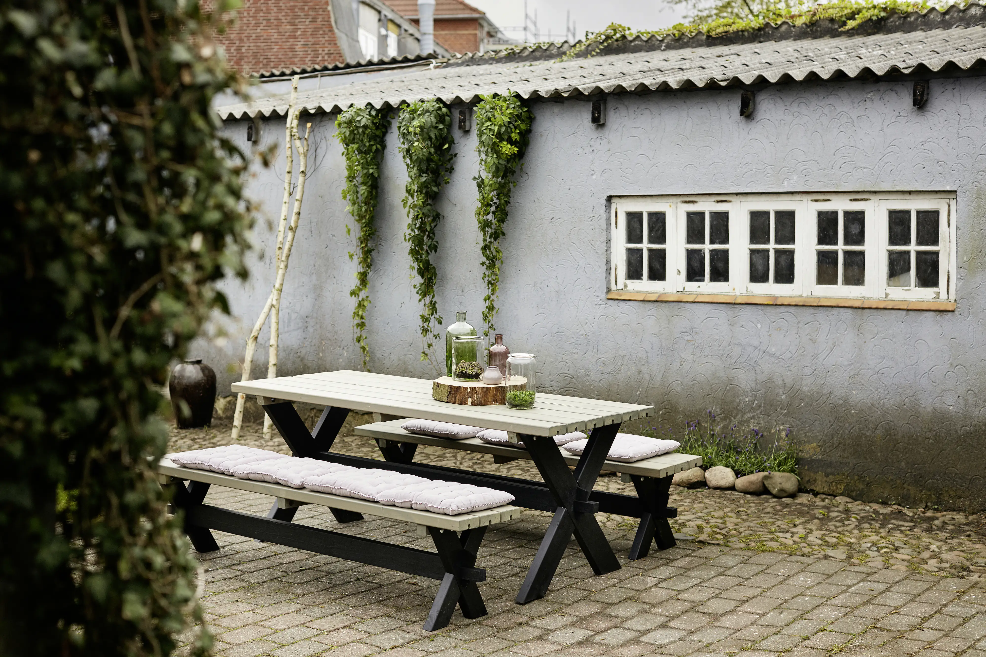 Plus Tisch Nostalgie 179x75x72cm schwarz graubraun rechteckig