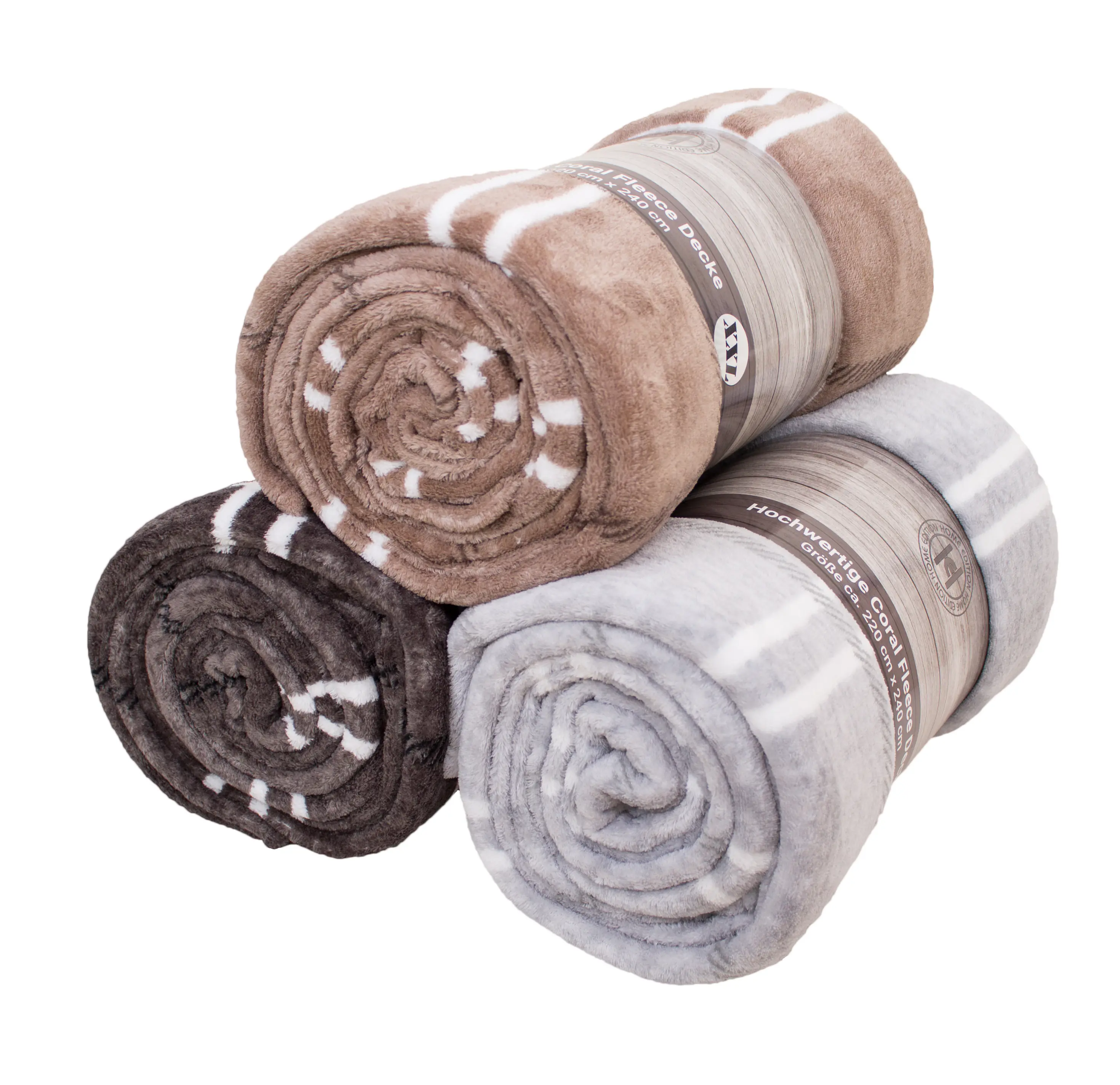 Fleecedecke Coral Karo XXL 220 x 240 cm 3-fach sortiert Fleecedecke Coral Karo XXL 220 x 240 cm 3-fach sortiert