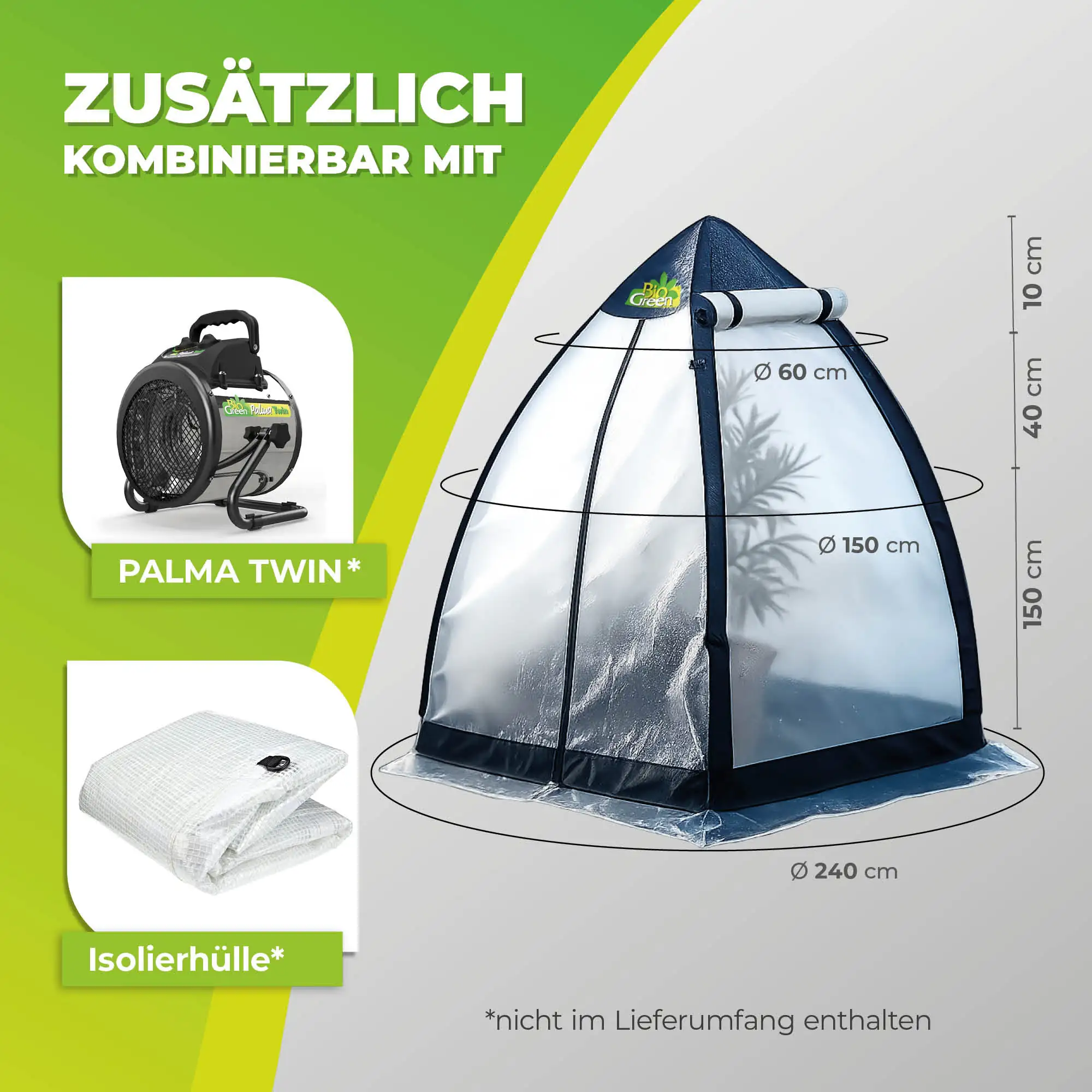 Biogreen Überwinterungszelt "Tropical Island Breeze L" für Pflanzen H 200 x Ø 240 cm