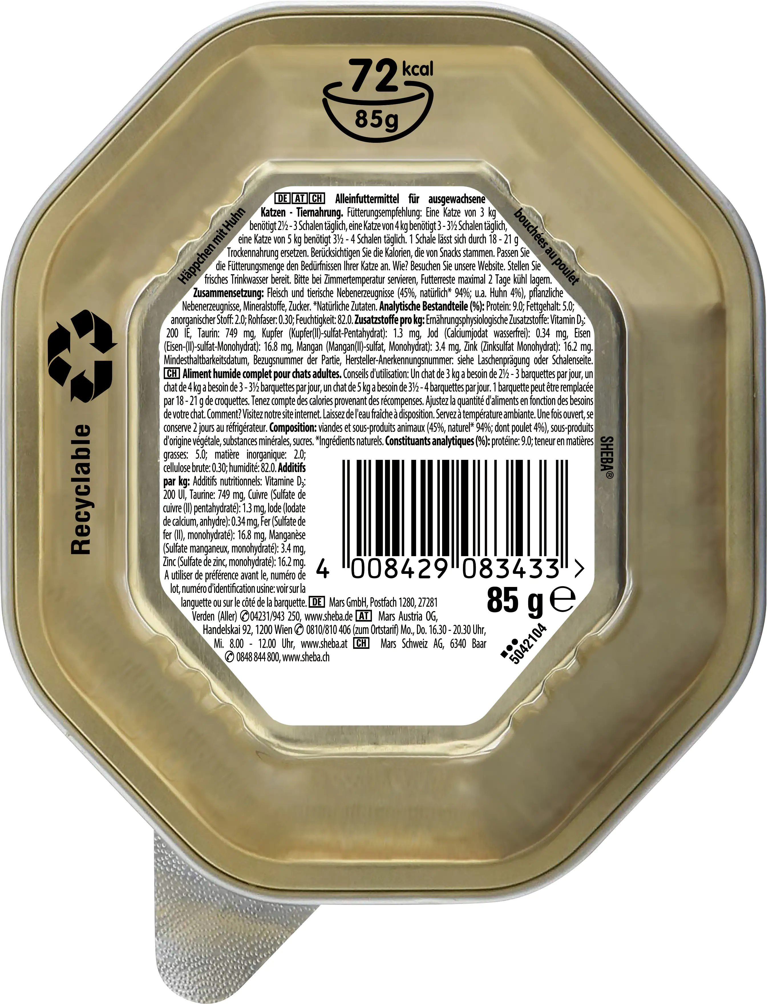 Sheba Selection in Sauce Katzennassfutter Adult 85 g  Häpchen mit Huhn