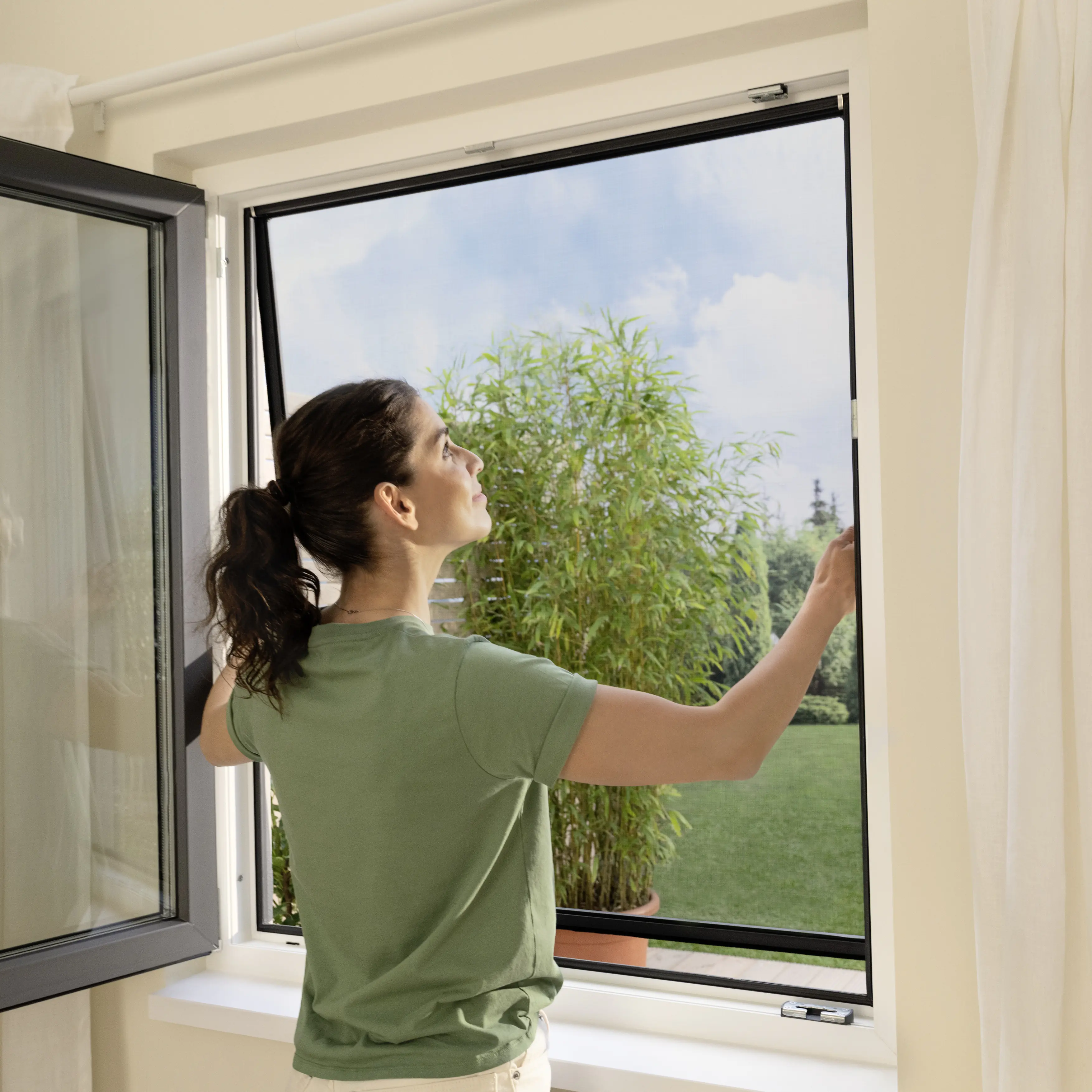 tesa Fliegengitter-Fenster Comfort im Alurahmen 120 x 150 cm anthrazit