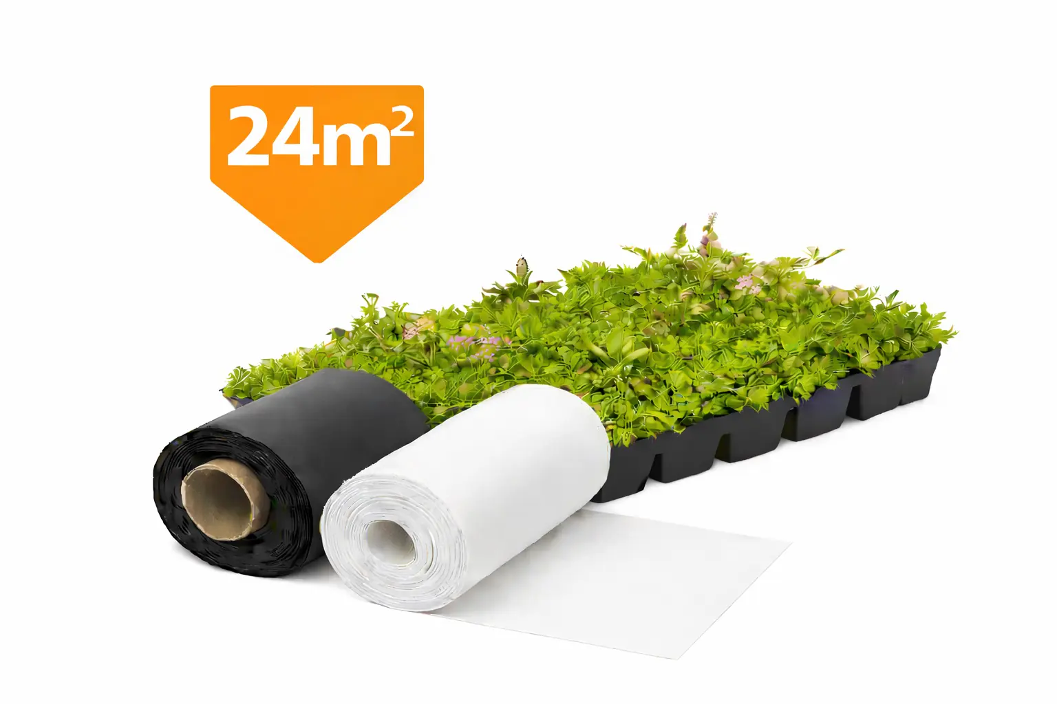 Plantile Dachbegrünungs-Komplettset mit Folie und Vlies für 24 m² Dachfläche