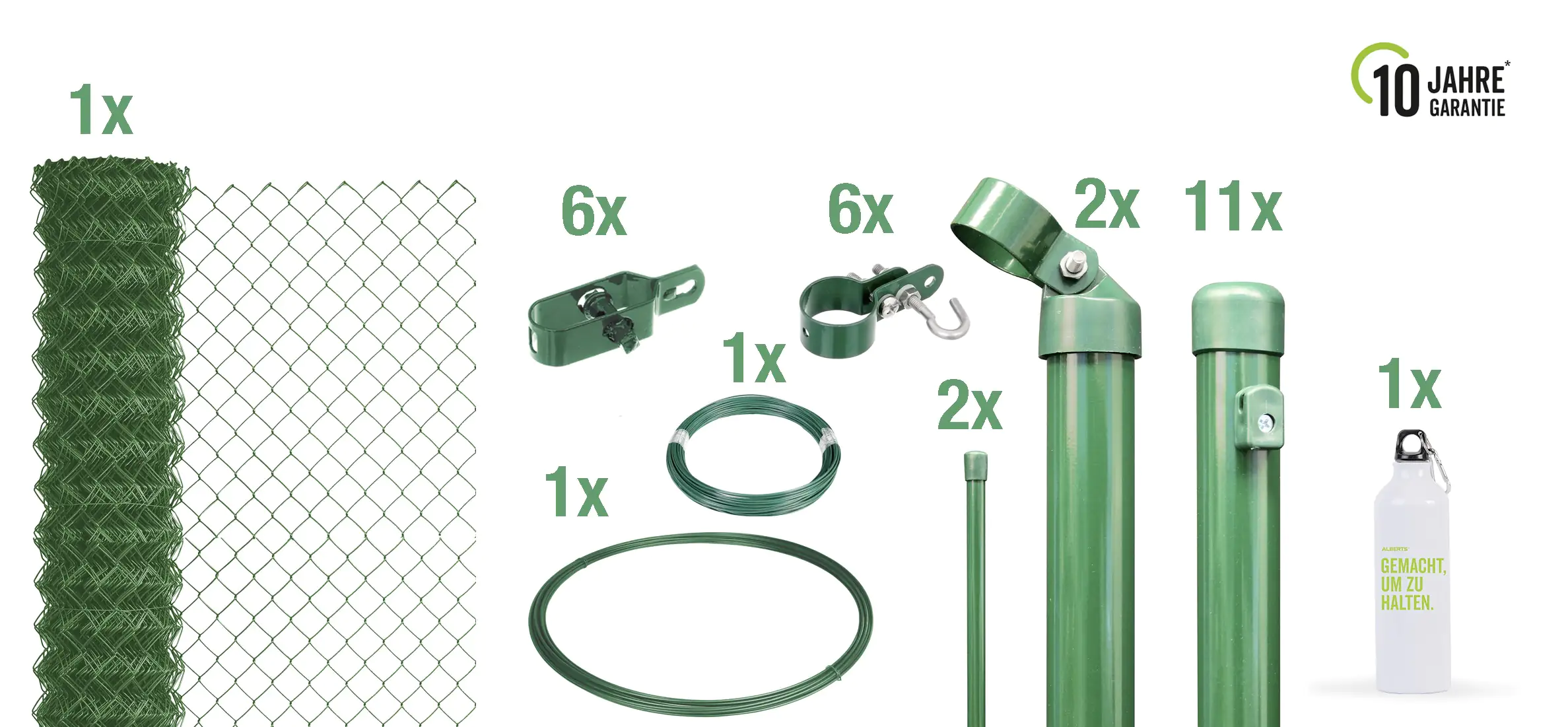 Alberts Komplettset Maschendrahtzaun 25 m 100 cm hoch grün