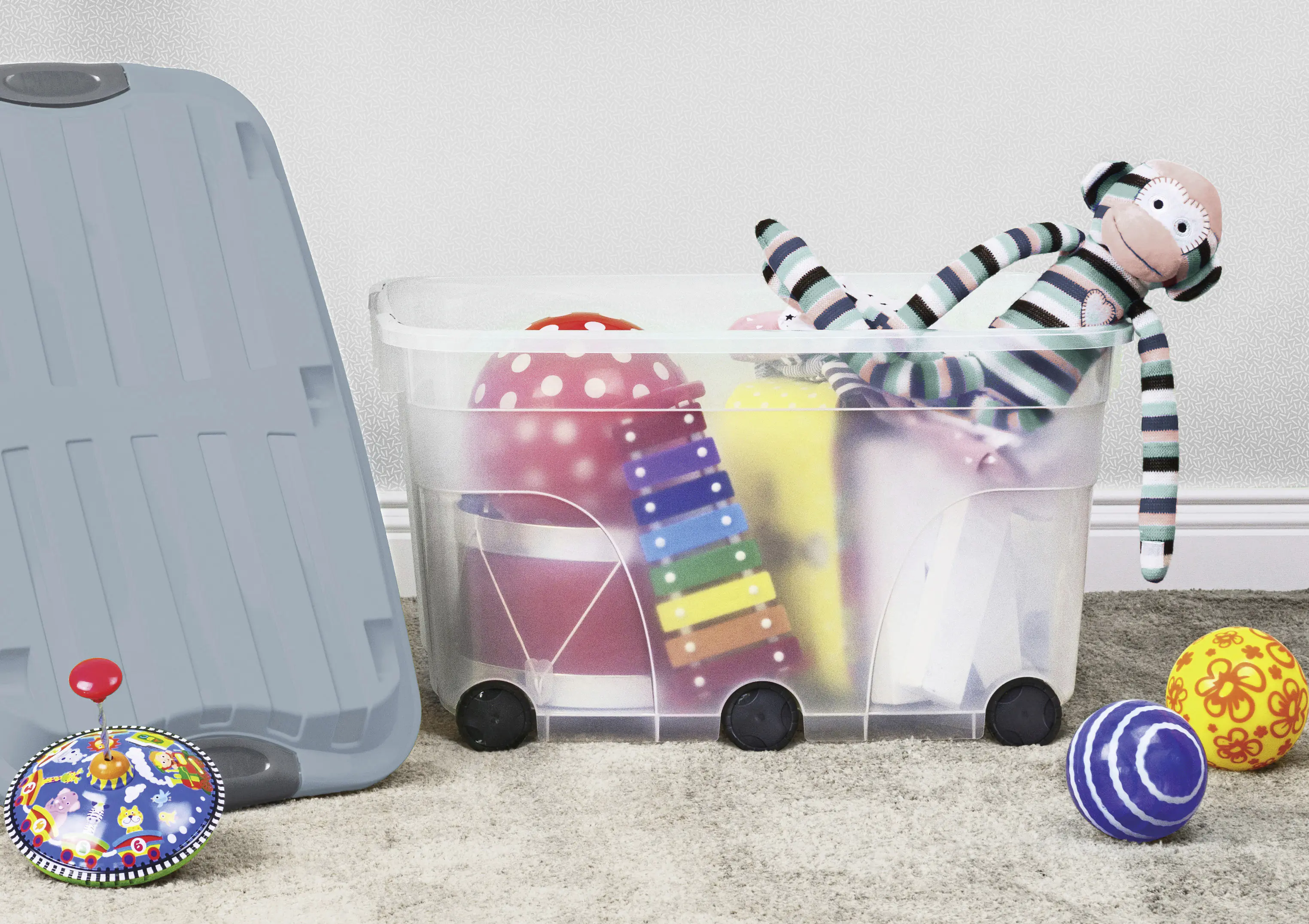 Rotho Aufbewahrungsbox mit Deckel 59,5 x 40 x 37 cm misty blau 