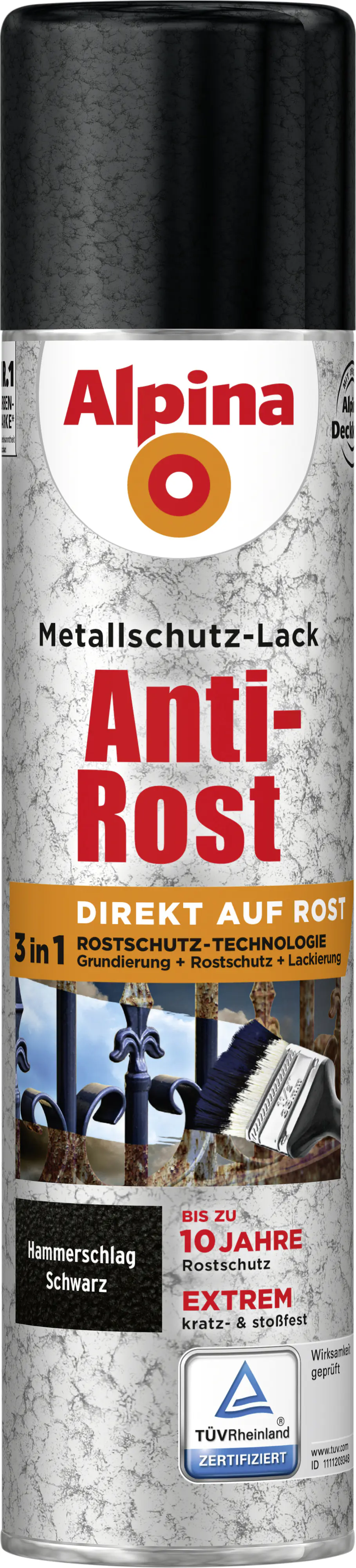 Alpina Sprühmetallschutz-Lack Hammerschlag 400 ml schwarz