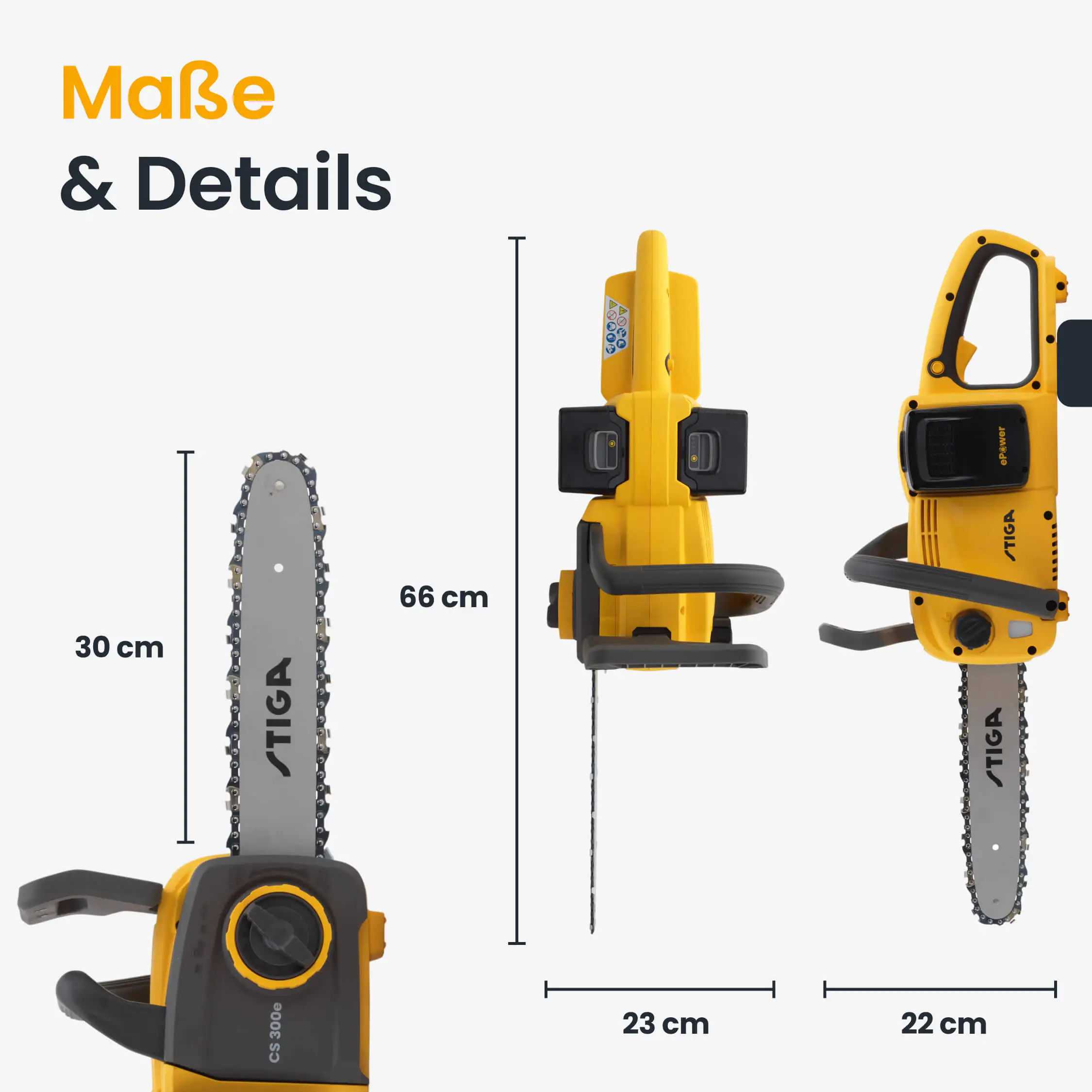 Stiga Akku-Kettensäge CS 300e mit Akku und Ladegerät