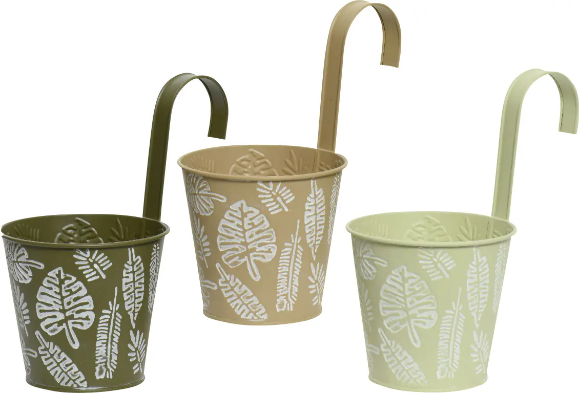 Kaemingk Pflanztopf aus Zink mit Aufhänger Ø 14 x 24 cm beige, mint, grün