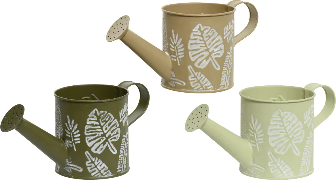 Kaemingk Gießkanne aus Zink in beige/mint/grün