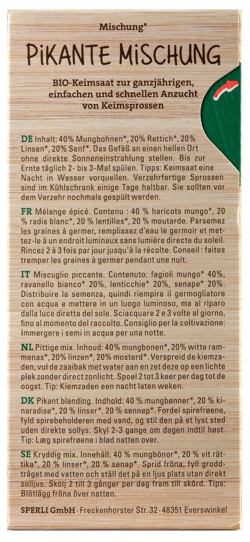 Sperli BIO Keimsprossen-Saat Pikante Mischung