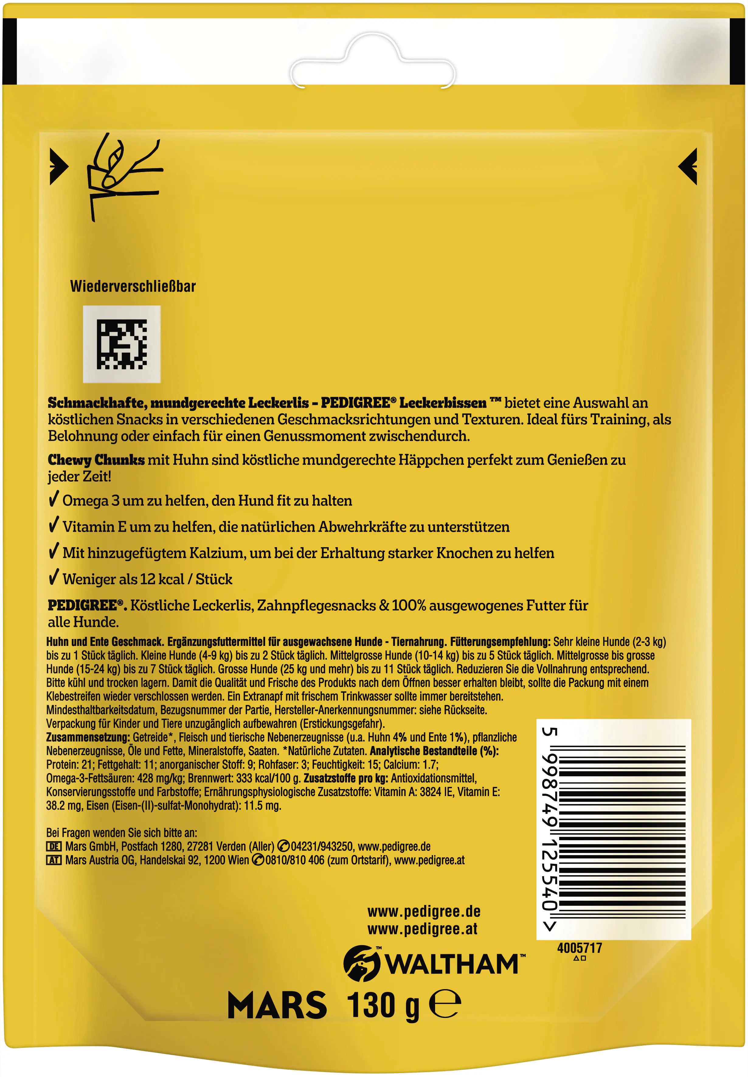 Pedigree Leckerbissen mit Huhn & Entengeschmack Hundesnack 130 g