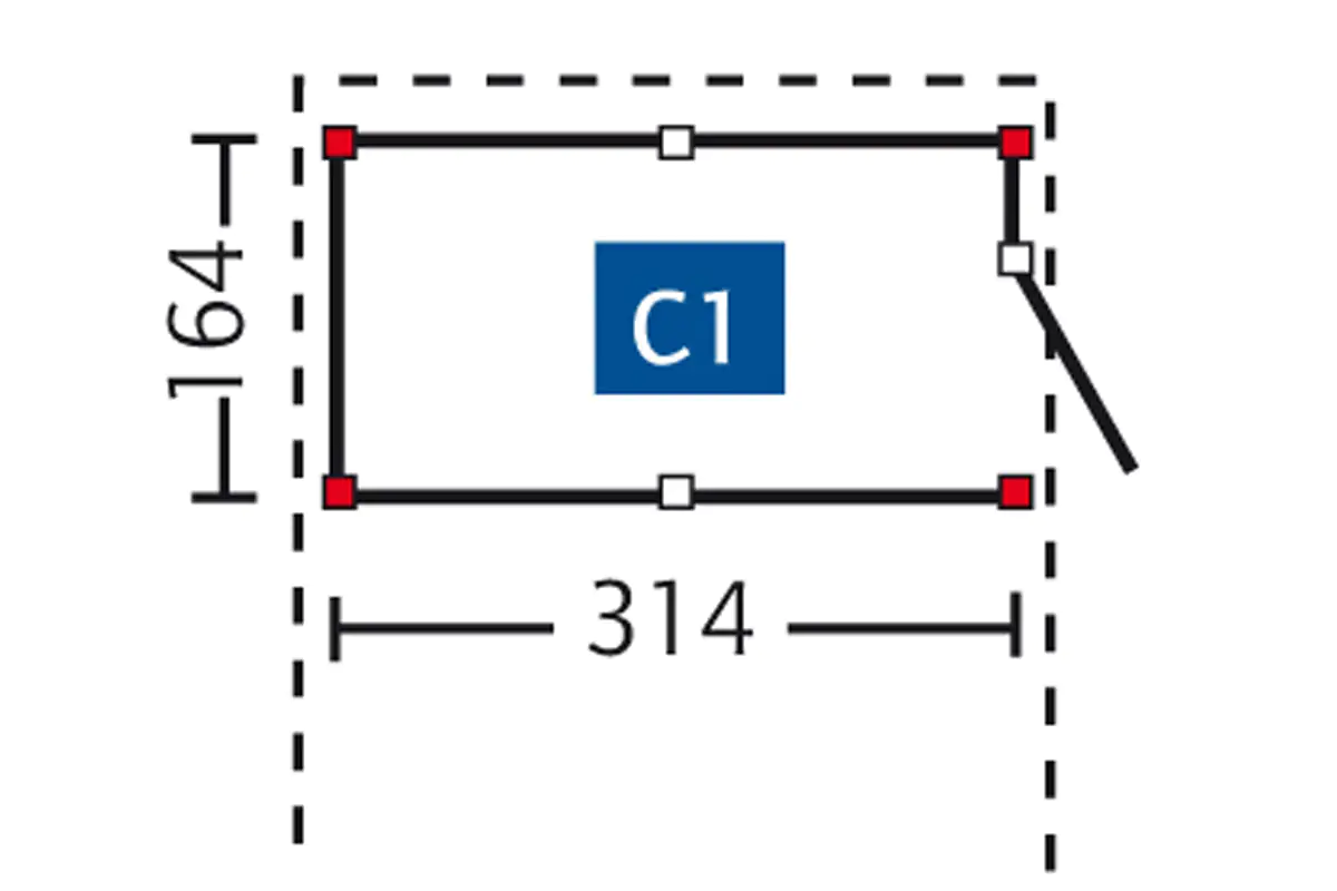 SKAN HOLZ Abstellraum C1 314x164cm, Profilschalung, lasiert in Nussbaum