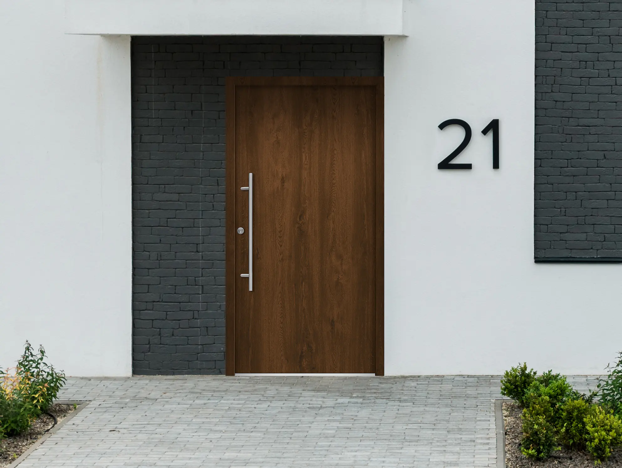 Splendoor Haustür Passivedoor Premium B05 Nussbaum DIN Links 110 x 210 cm