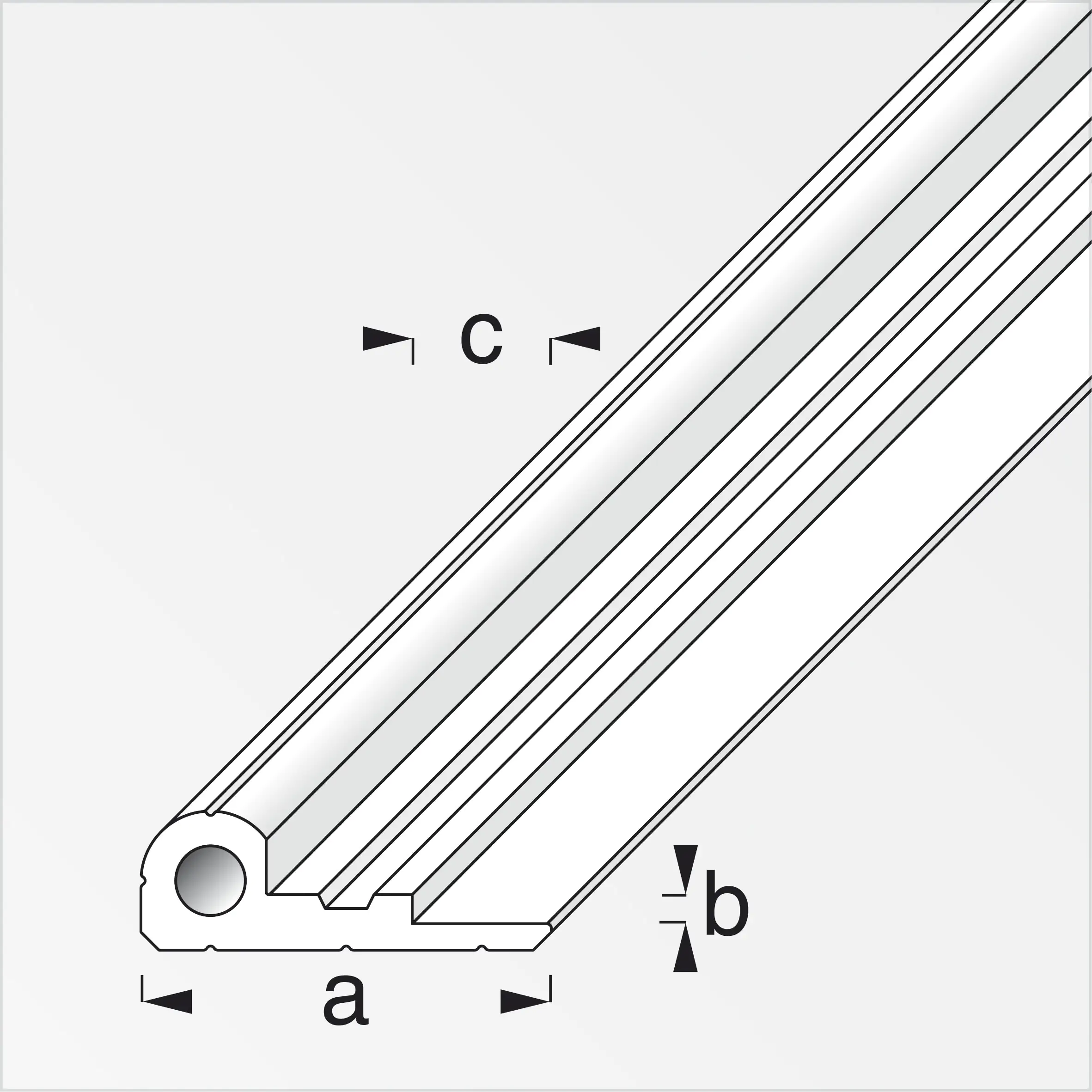 alfer Scharnier-Profil 1 m, 29.5 x 1.2 x 10 mm Aluminium roh blank