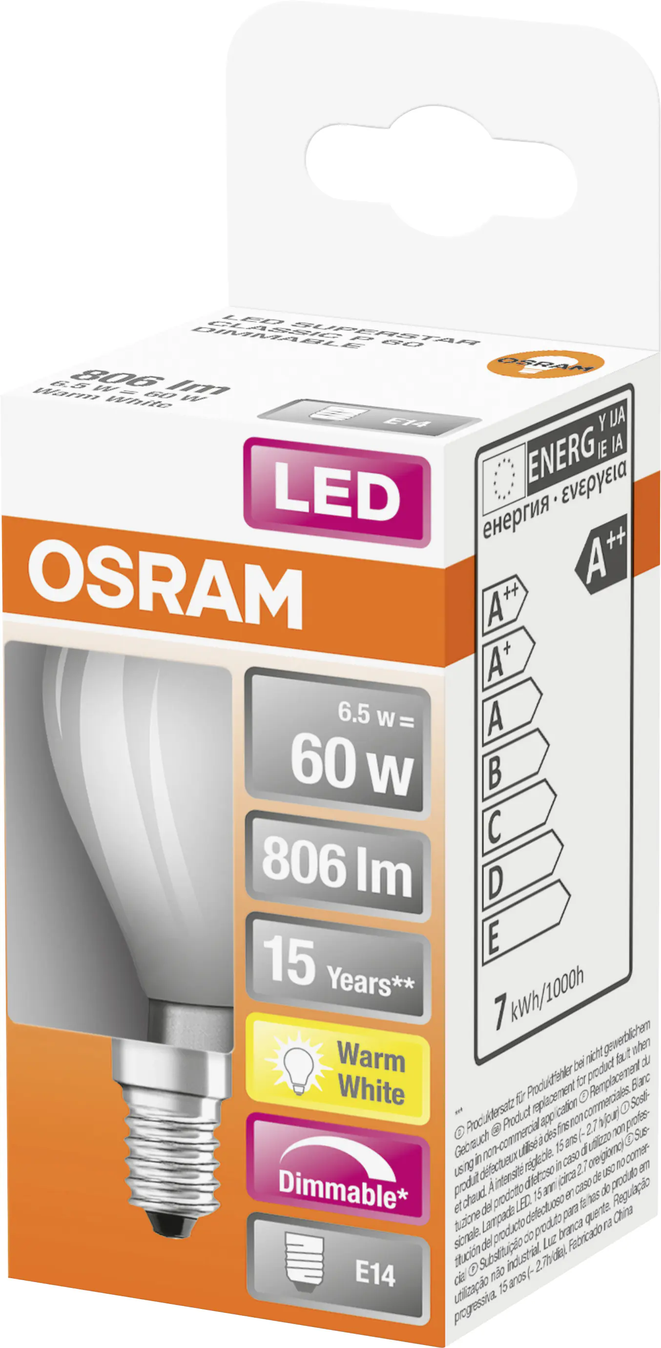 Osram LED Leuchtmittel Super Star Classic P60 E14 5,5 W dimmbar matt Osram LED Leuchtmittel Super Star Classic P60 E14 5,5 W dimmbar matt