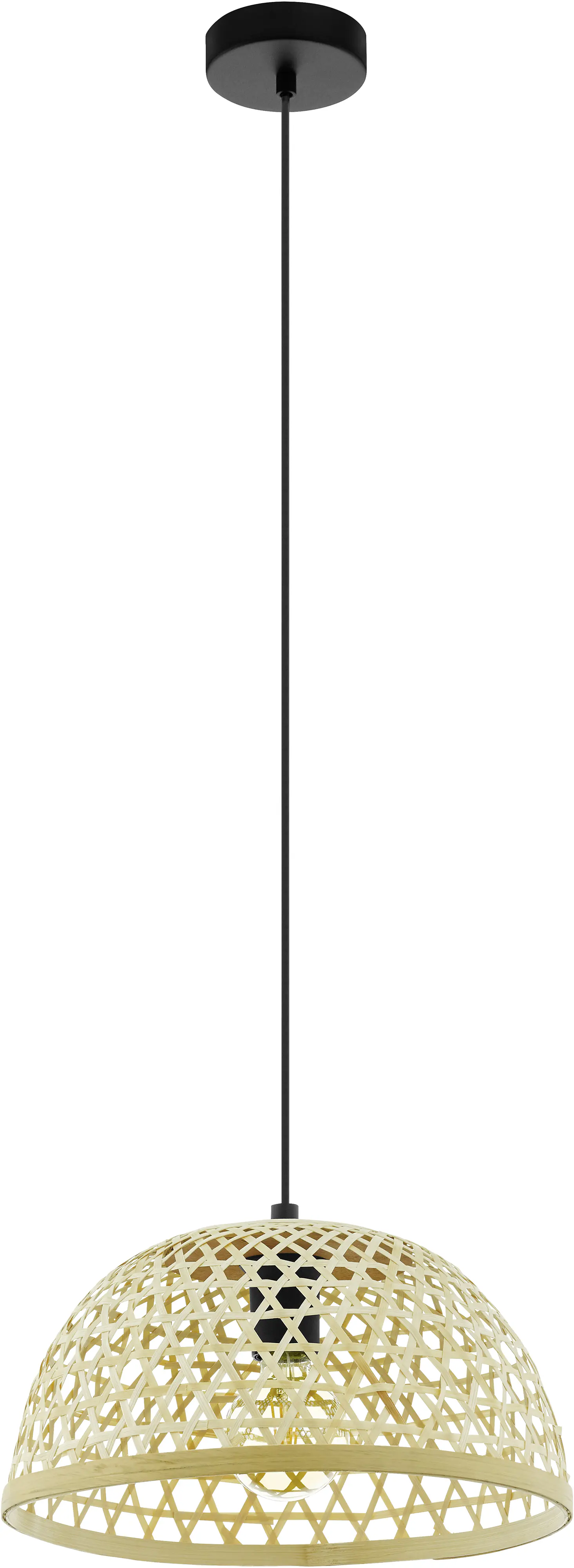 Eglo Pendelleuchte Claverdon schwarz-natur Ø 37 cm E27