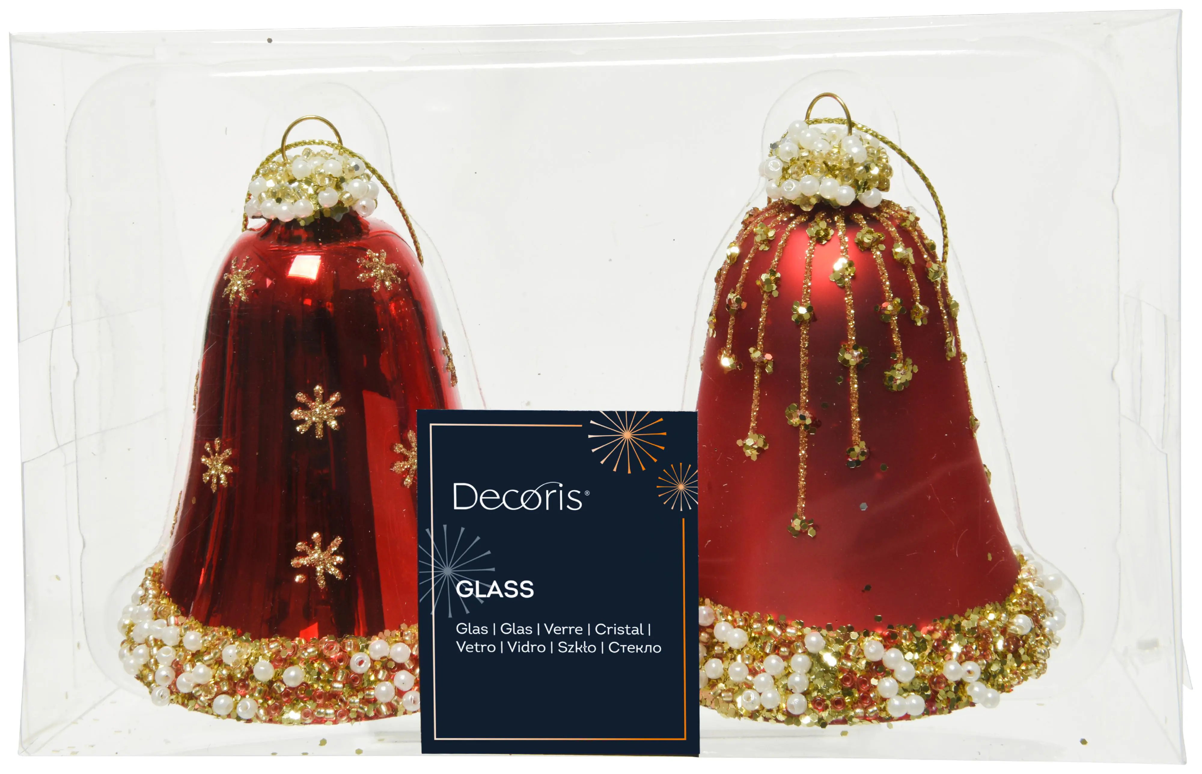 Kaemingk Weihnachtsbaumanhänger Glocke aus Glas rot