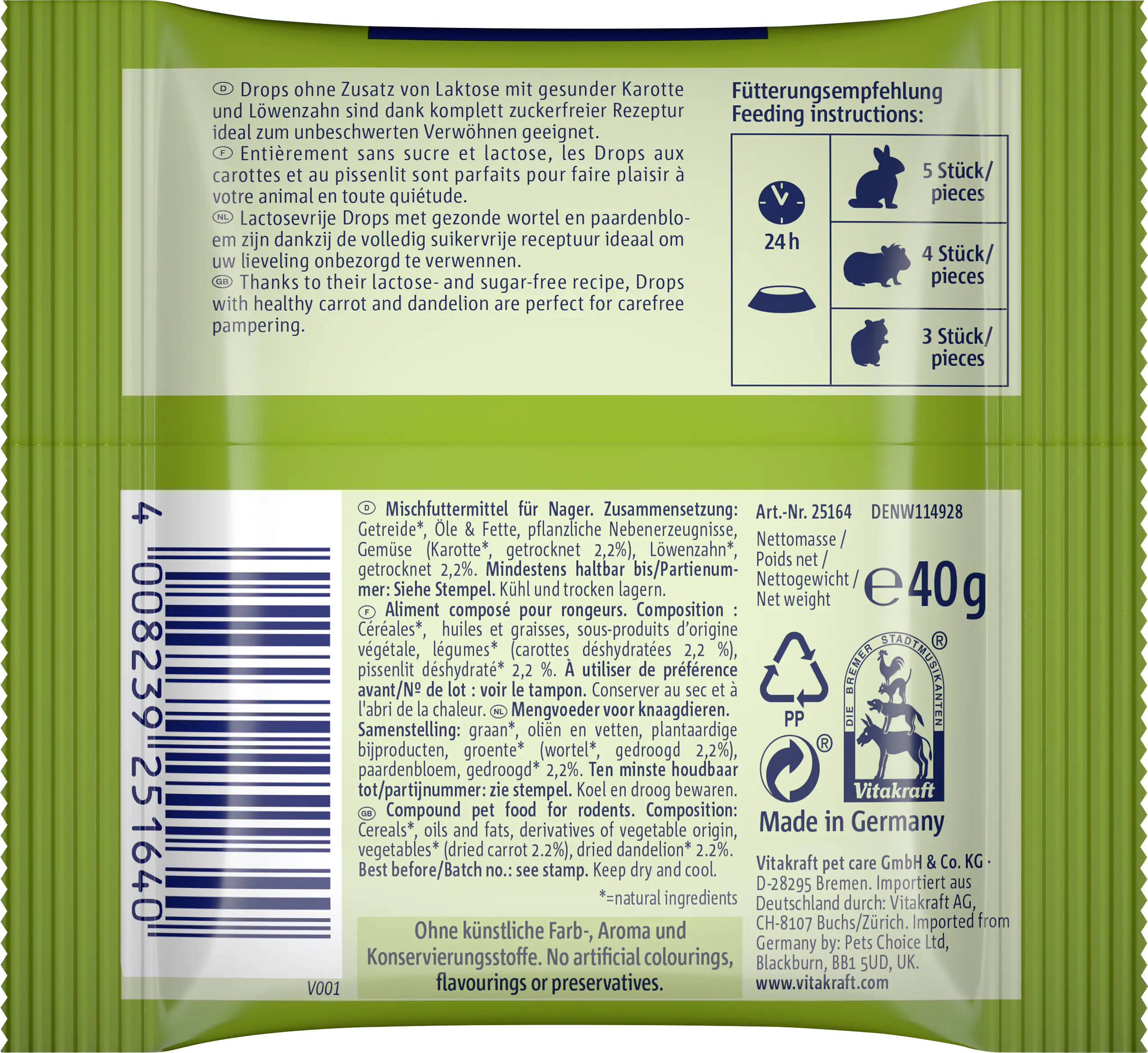 Vitakraft Drops mini Karotte & Löwenzahn 40 g Vitakraft Drops mini Karotte & Löwenzahn 40 g