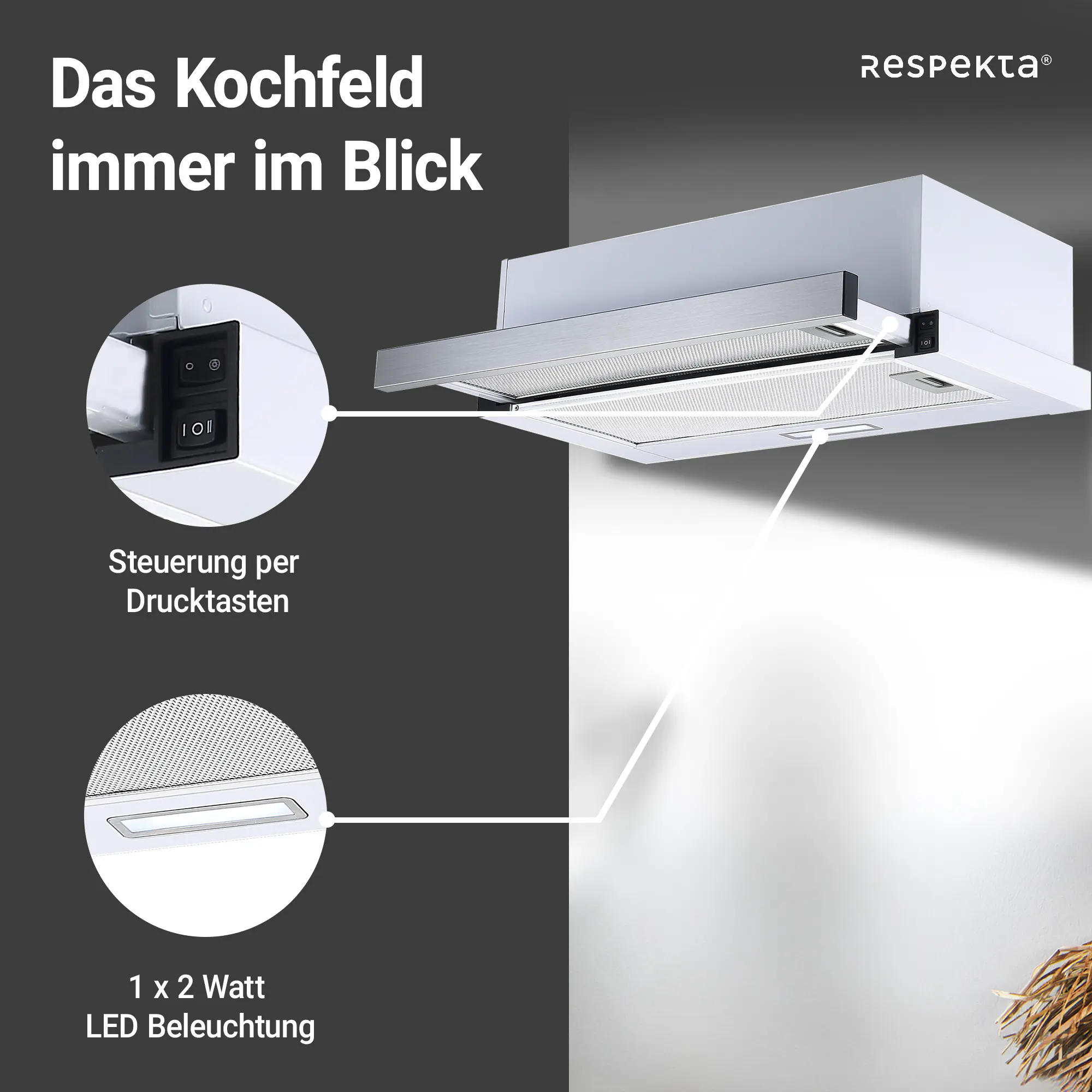 respekta Flachschirmhaube mit Edelstahlblende 60 cm Typ / Modell: CH 4138 IX C 60 cm respekta Flachschirmhaube mit Edelstahlblende 60 cm Typ / Modell: CH 4138 IX C 60 cm