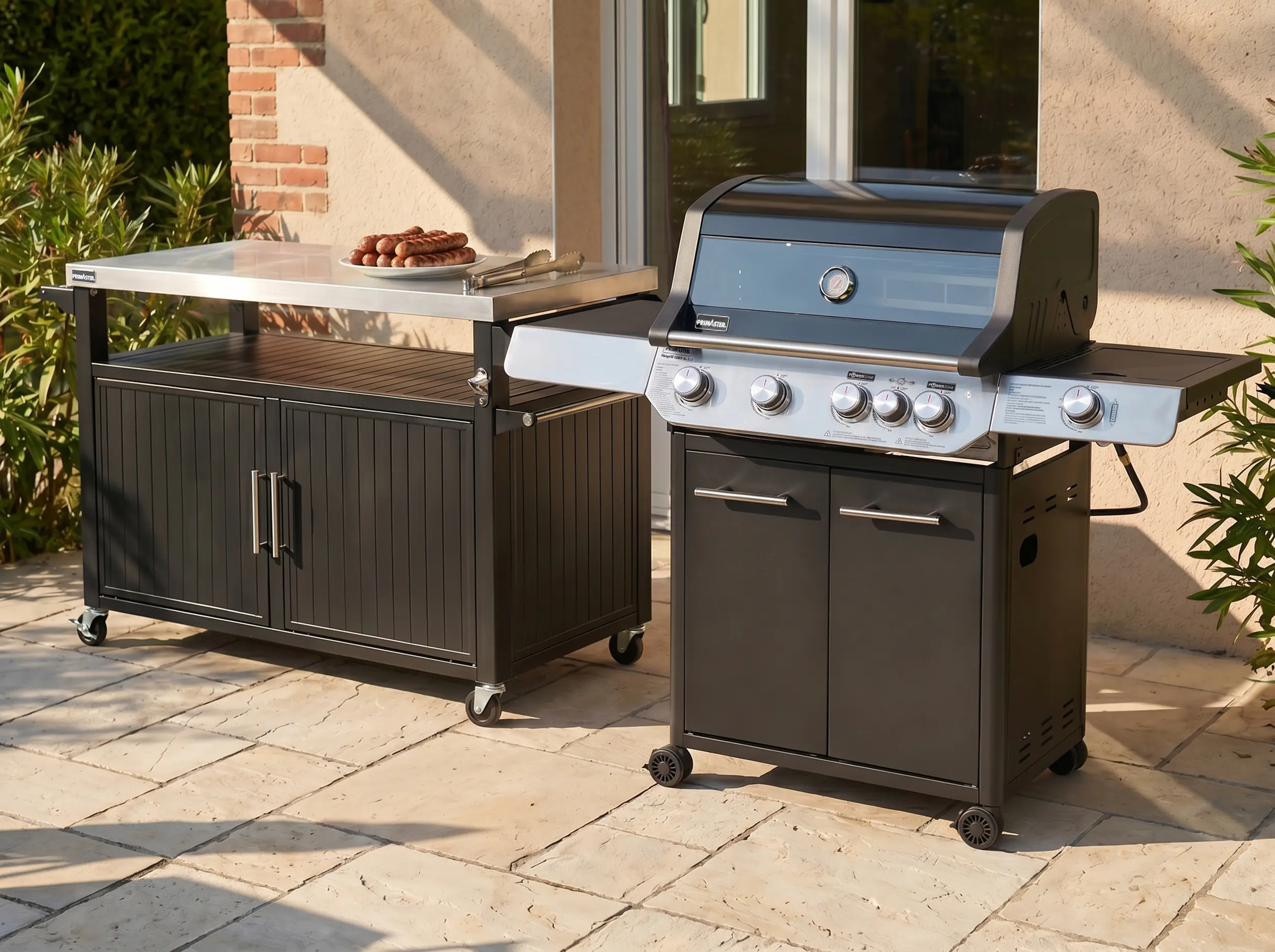 Primaster Grillwagen Napa XXL Universal 2-türig 153 x 90 cm schwarz