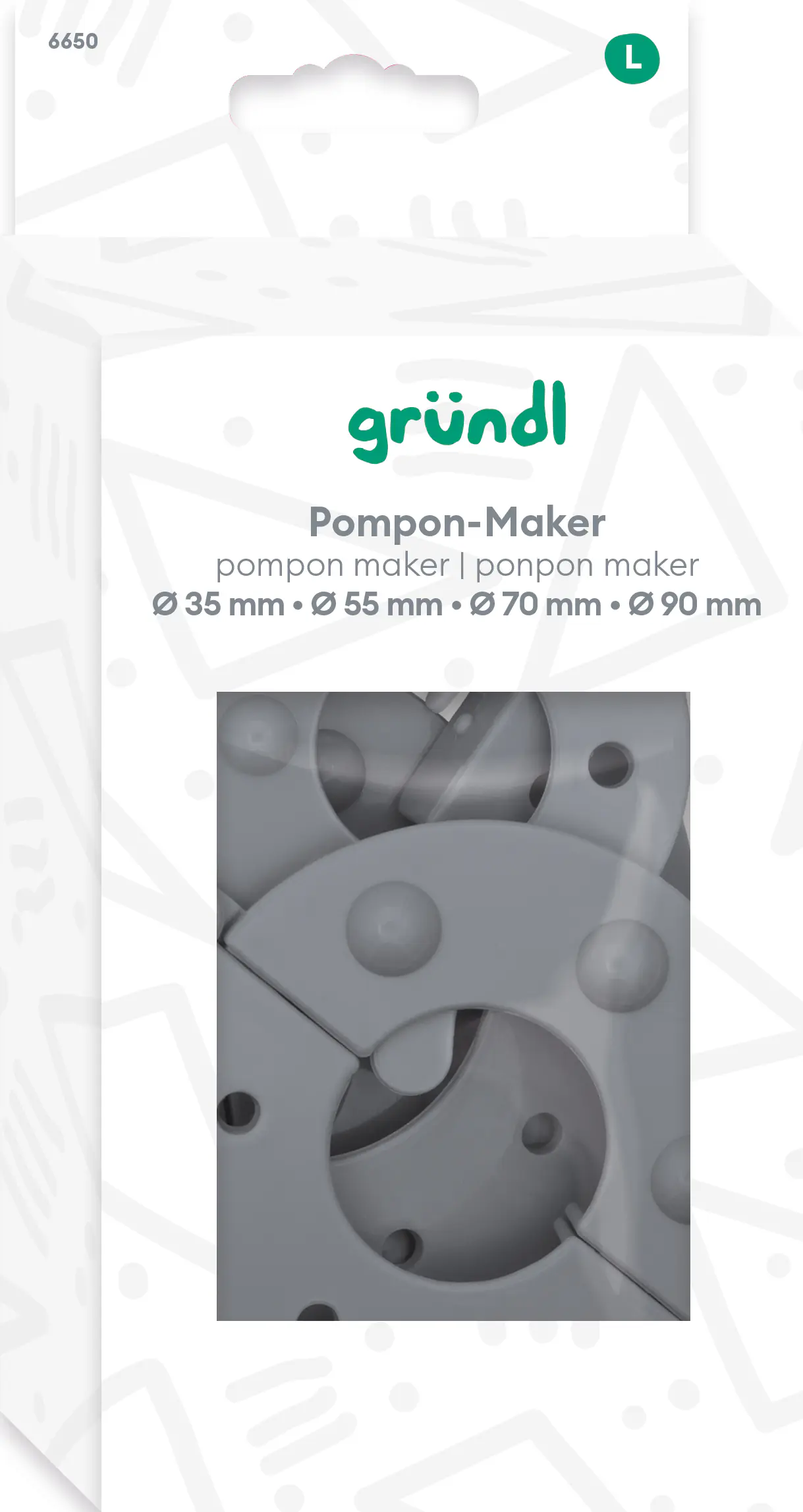 Gründl Pompon-Maker Ø 35/55/70/90 mm grau inkl. Anleitung 