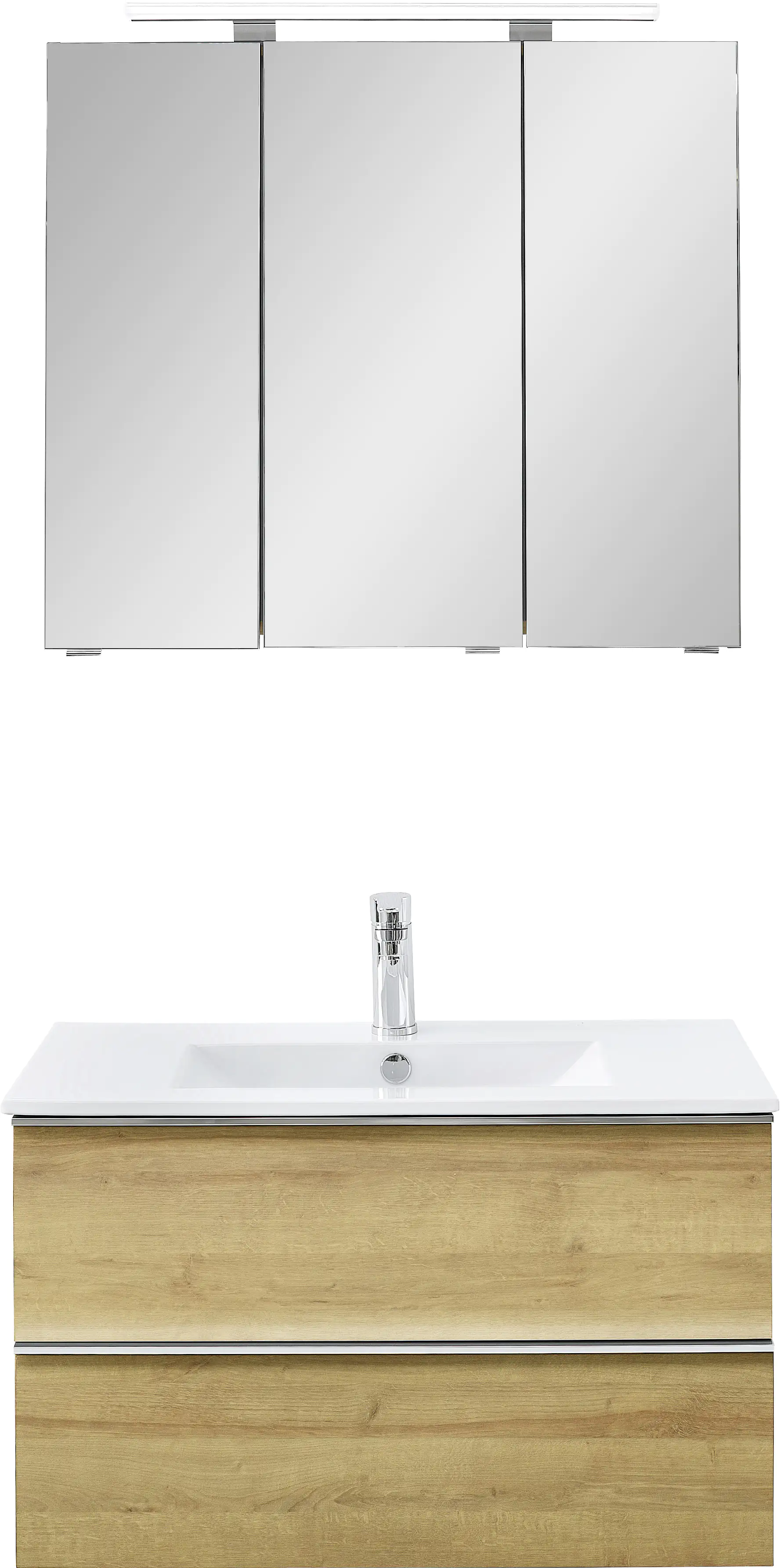 Primaster Bad-Set Düsseldorf riviera 81 cm LED-Leuchten, Keramikwaschtisch