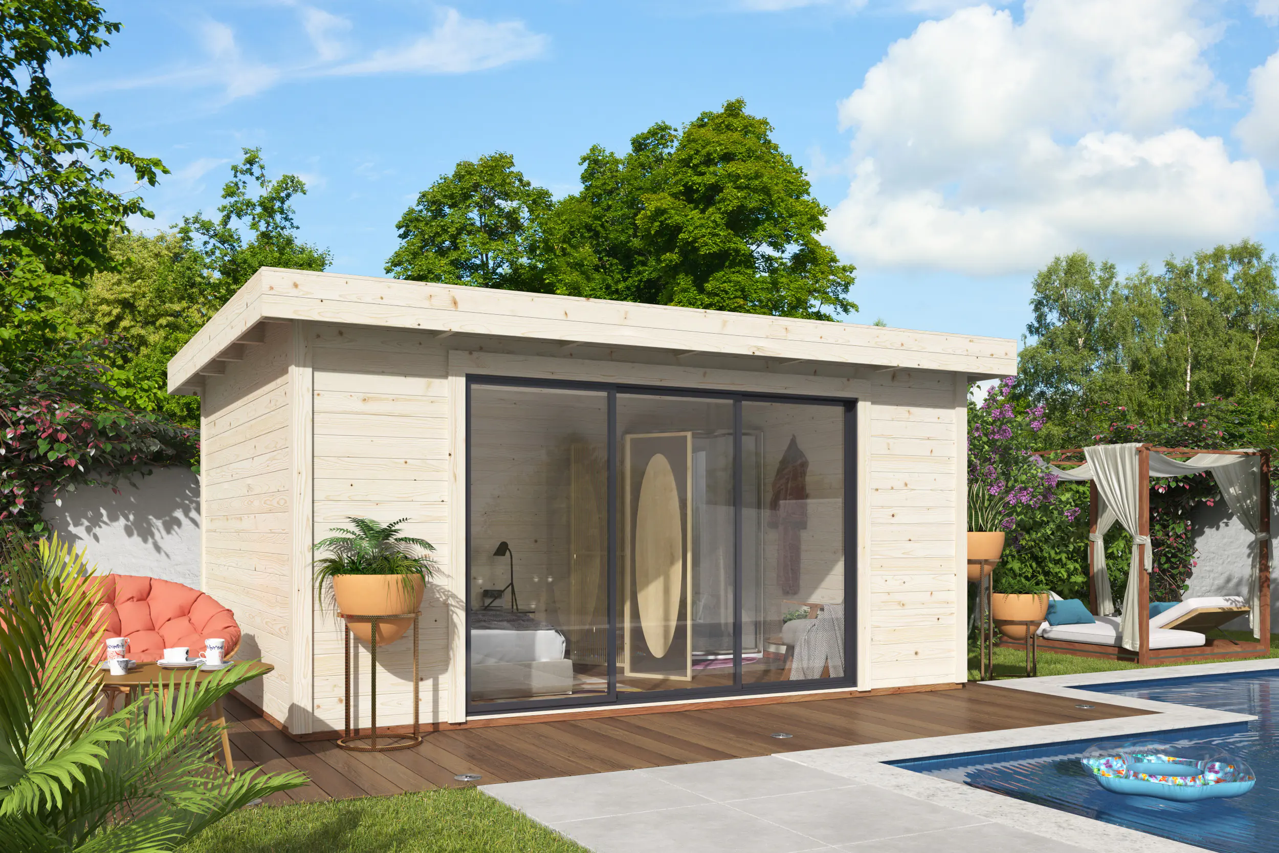 Palmako Gartenhaus Lydia 450 x 330 cm mit Schiebetüren naturbelassen Palmako Gartenhaus Lydia 450 x 330 cm mit Schiebetüren naturbelassen