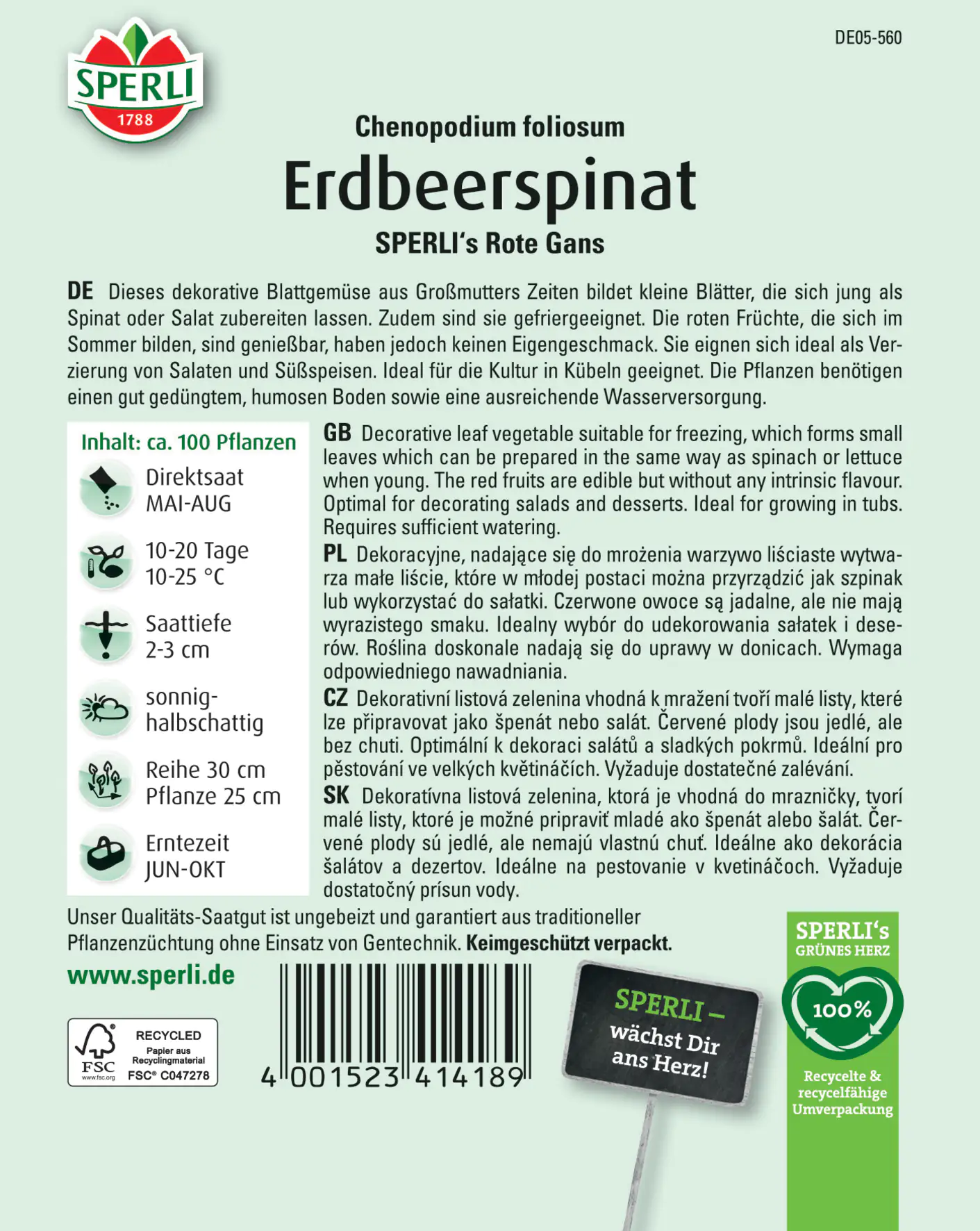 Sperli Erdbeerspinat Sperli 's Rote Gans